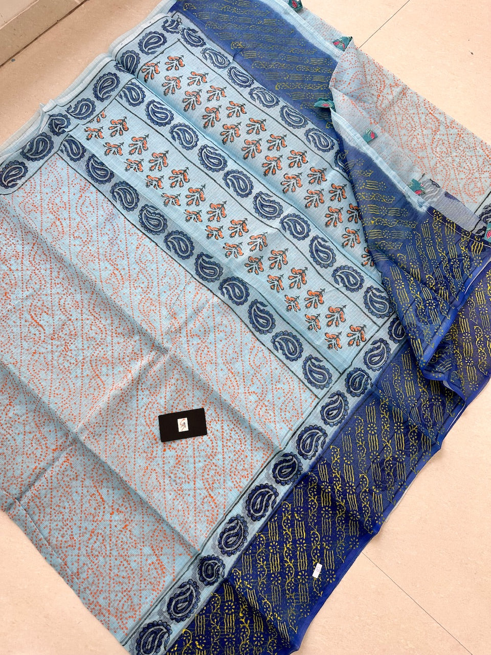 HandBlock Printed Kota Cotton Doria Saree