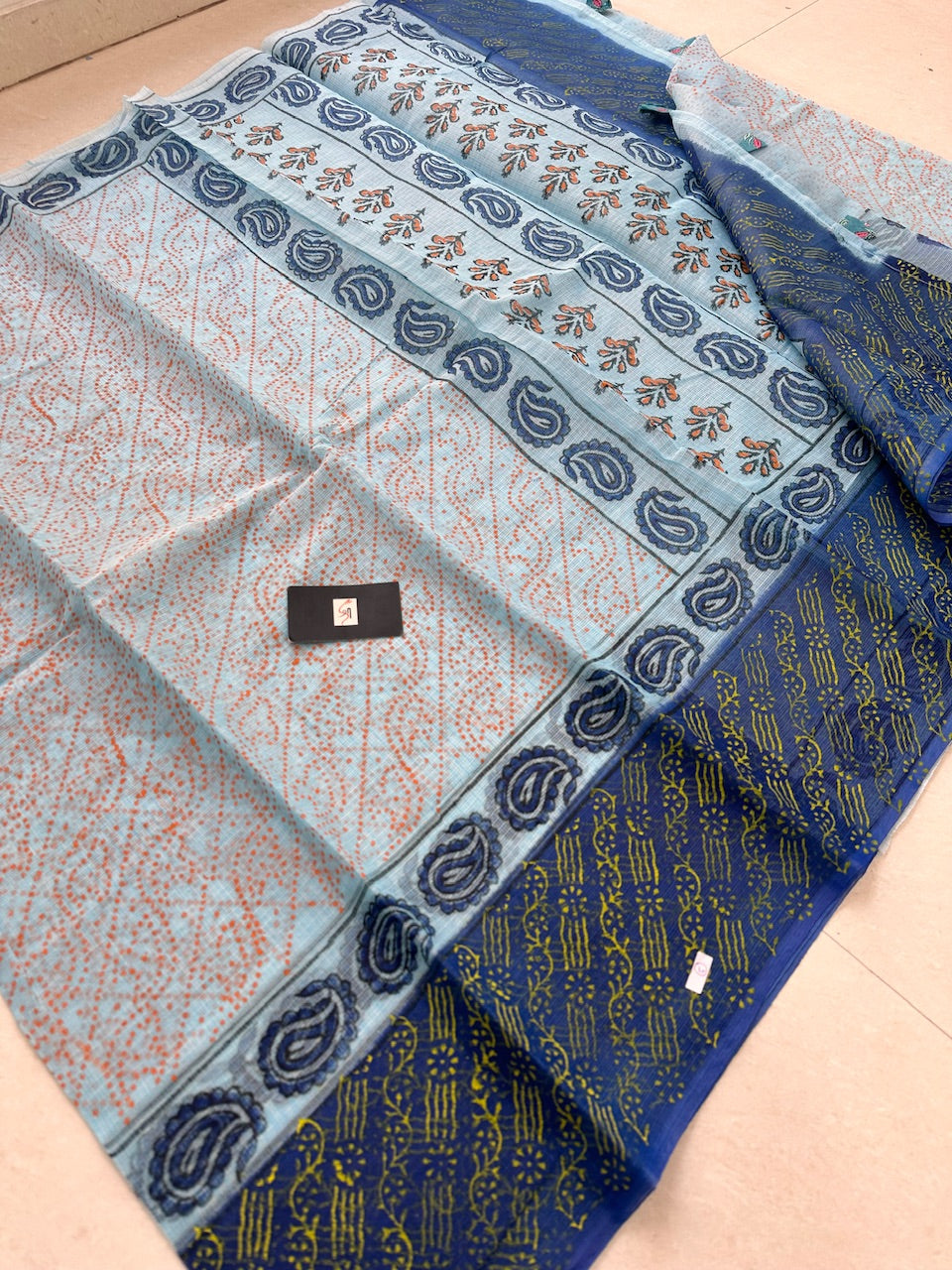 HandBlock Printed Kota Cotton Doria Saree