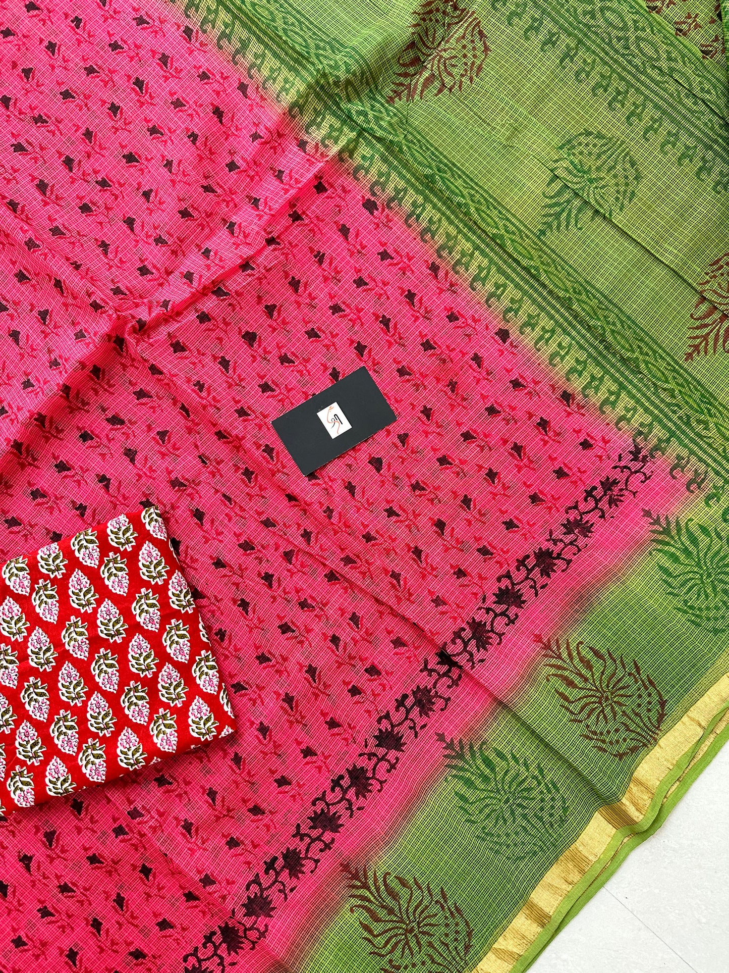 Pure HandBlock Printed Kota Cotton Doria Saree