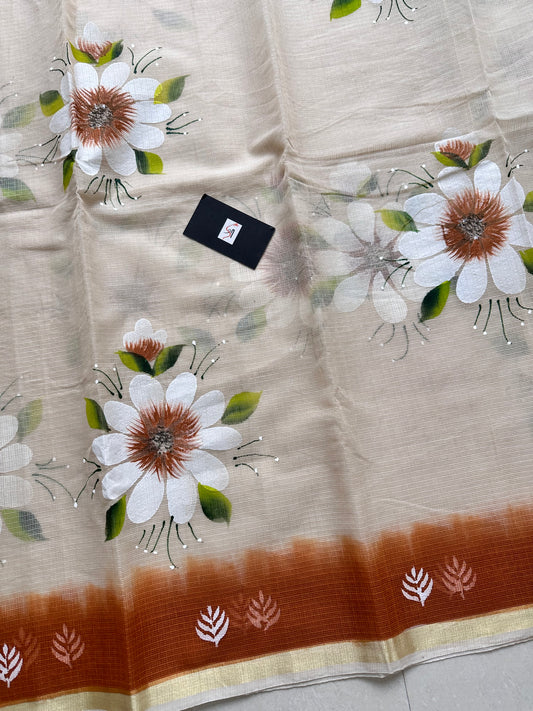 Handpainted Kota Cotton Doria Saree