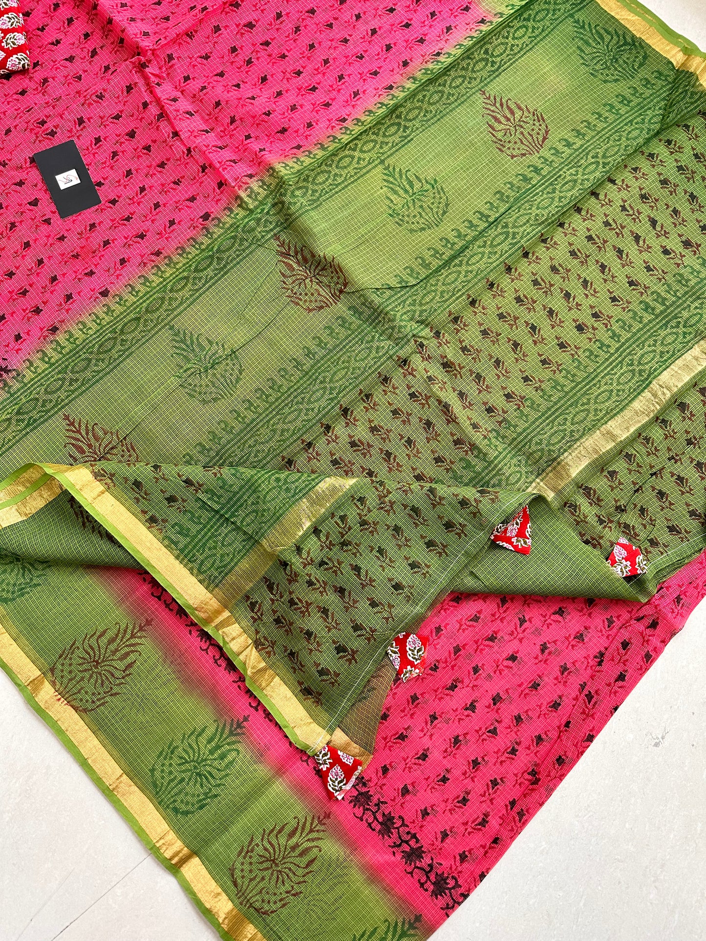 Pure HandBlock Printed Kota Cotton Doria Saree