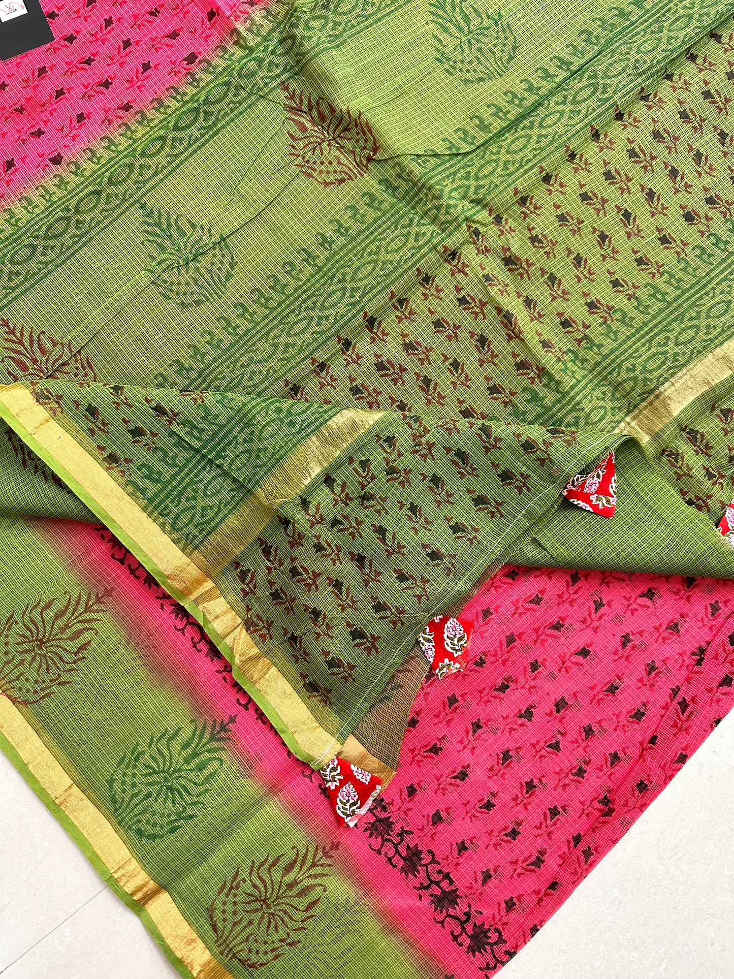 Pure HandBlock Printed Kota Cotton Doria Saree