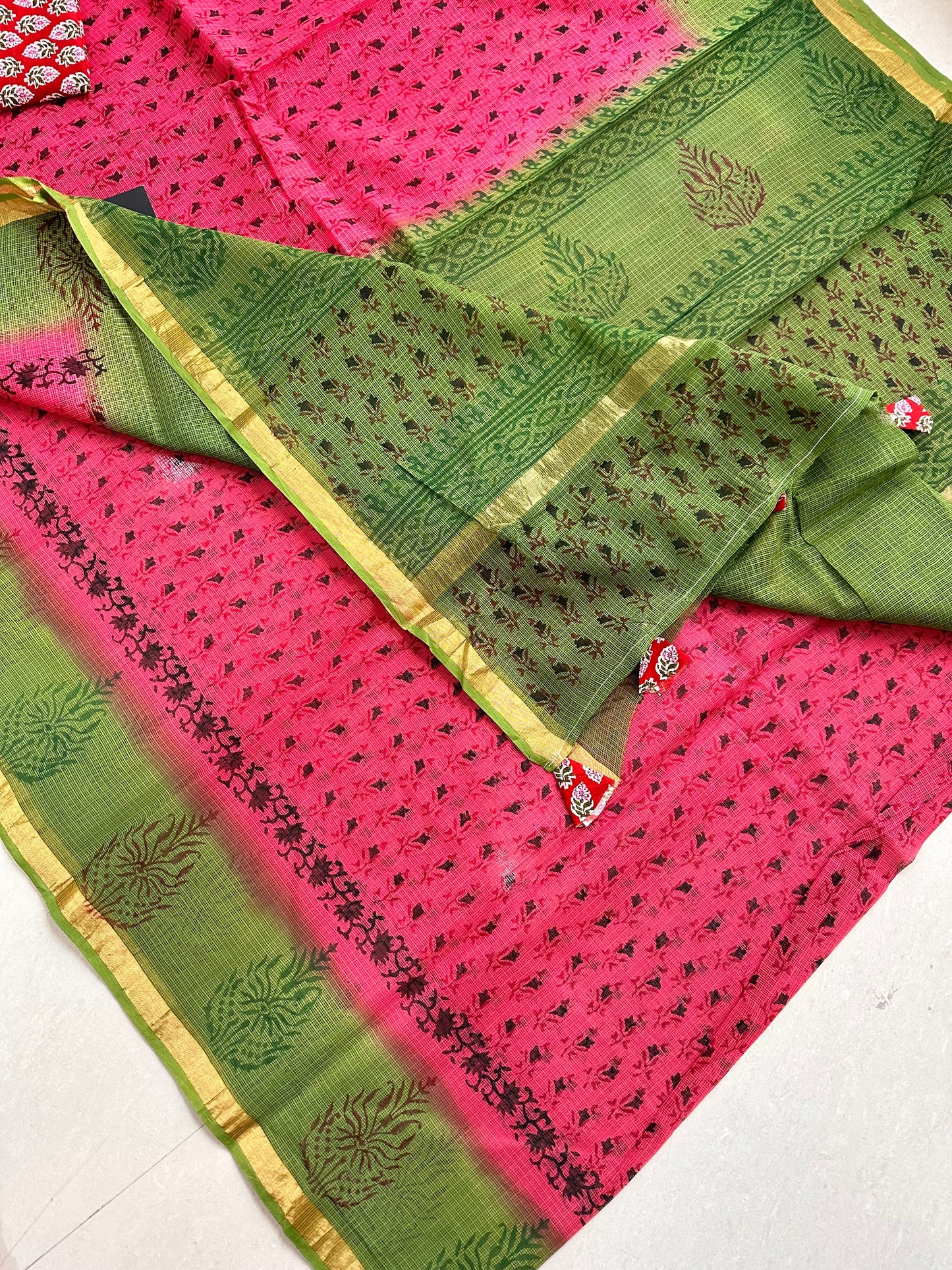 Pure HandBlock Printed Kota Cotton Doria Saree