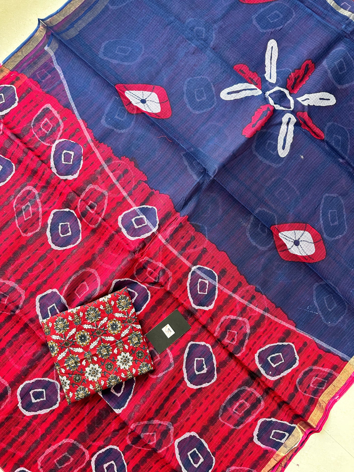 Pure HandBlock Printed Kota Cotton Doria Saree