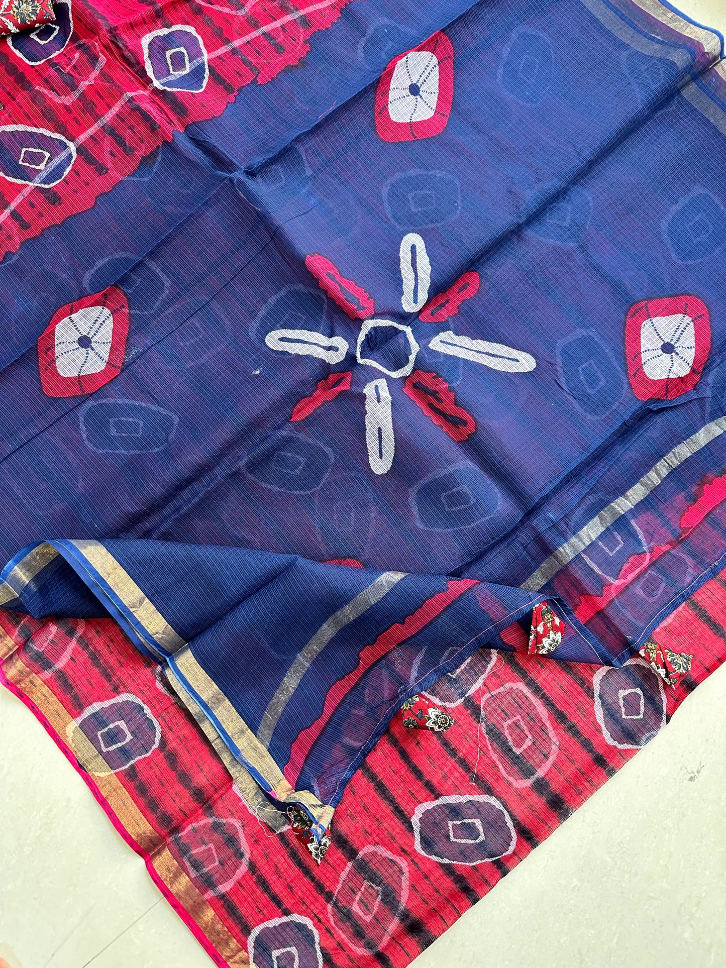 Pure HandBlock Printed Kota Cotton Doria Saree