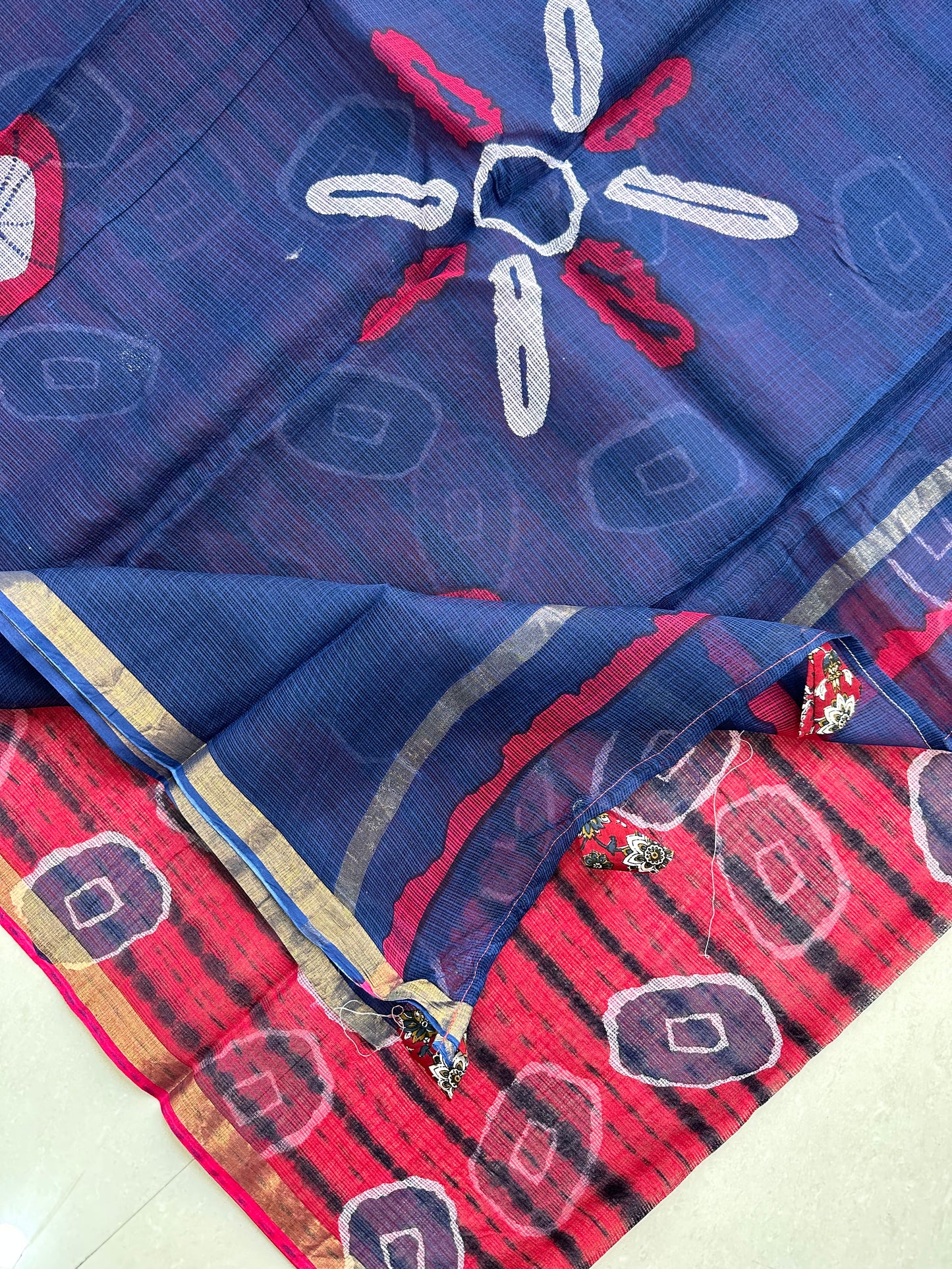 Pure HandBlock Printed Kota Cotton Doria Saree