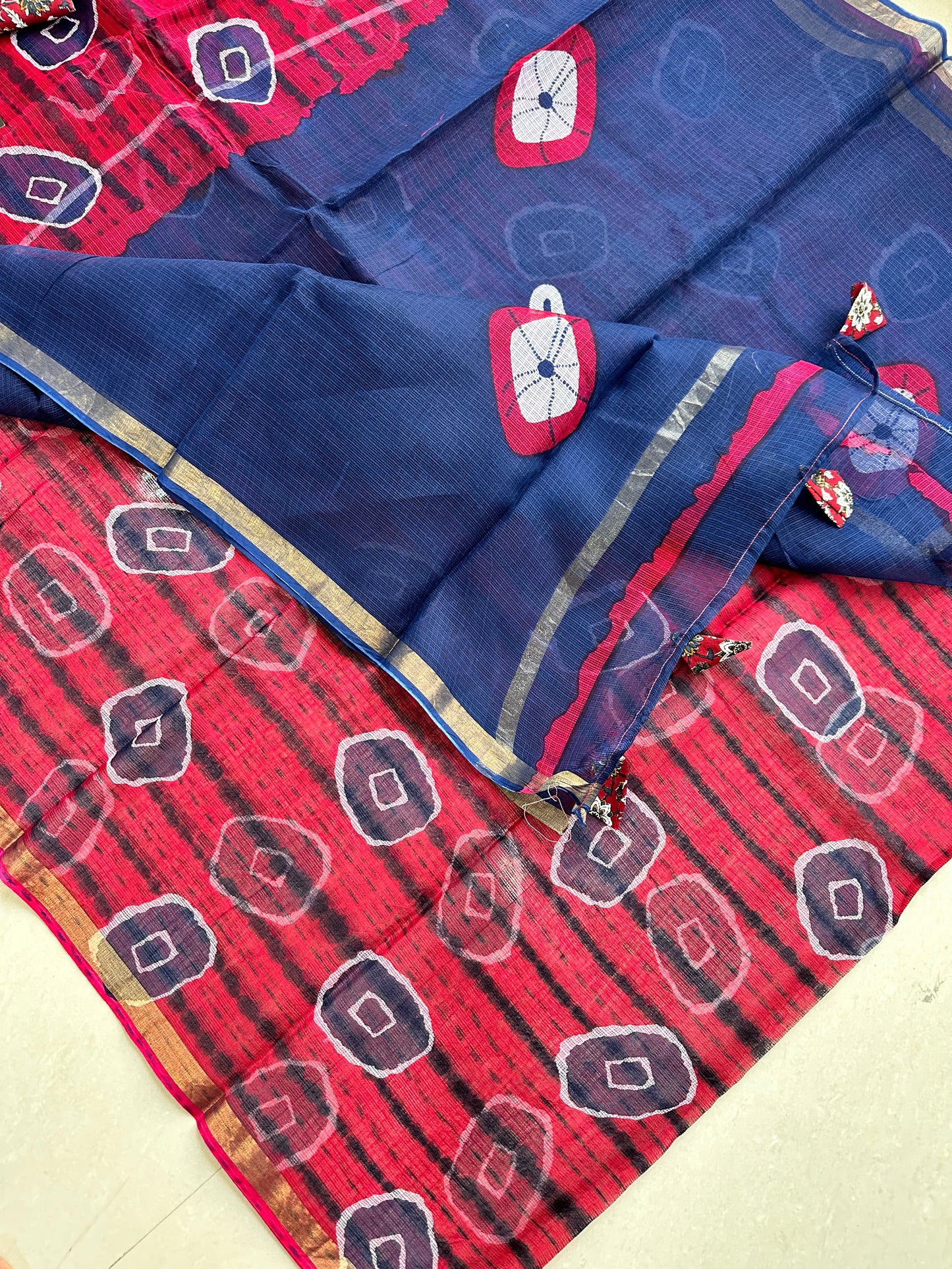 Pure HandBlock Printed Kota Cotton Doria Saree