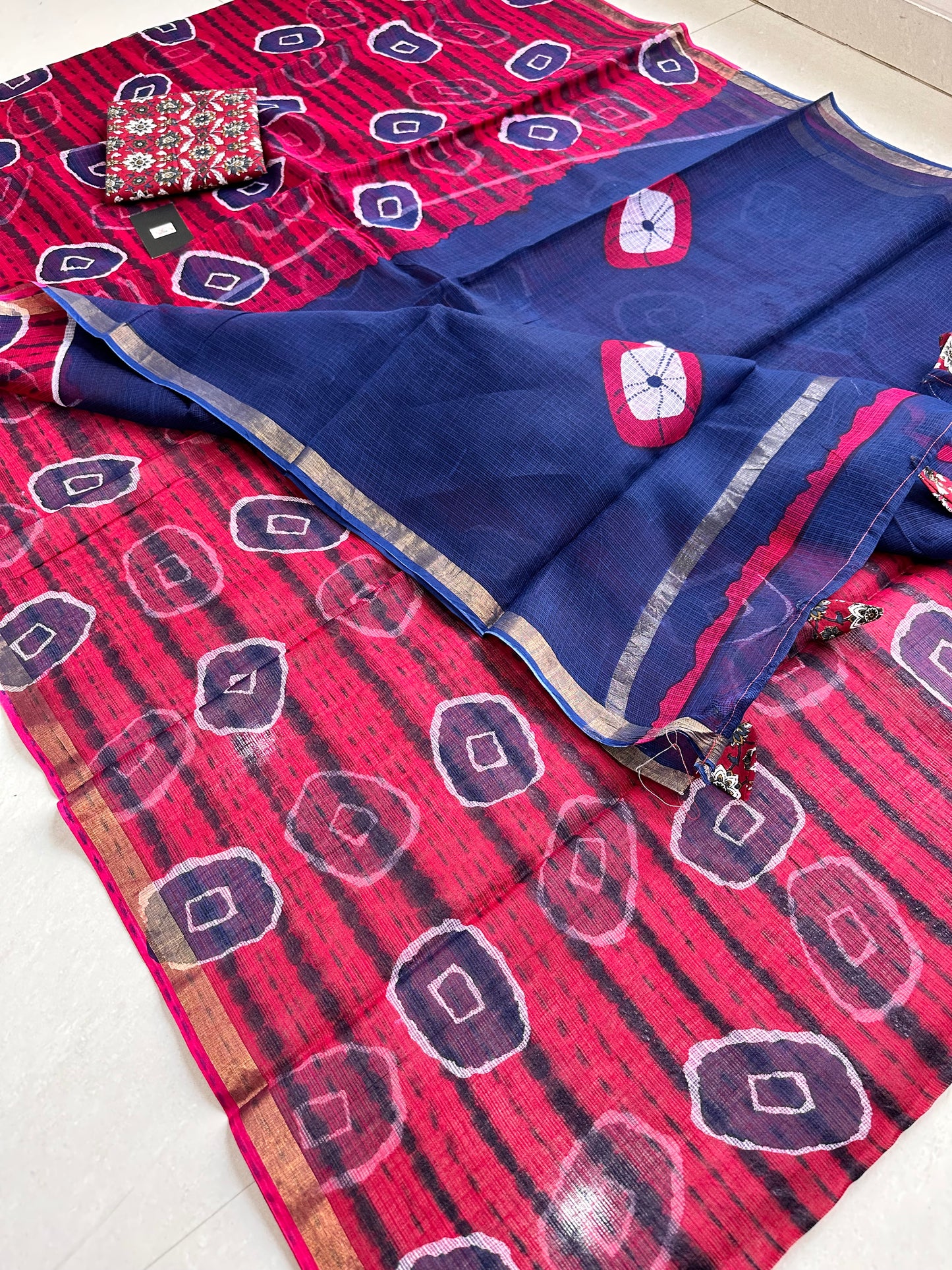 Pure HandBlock Printed Kota Cotton Doria Saree