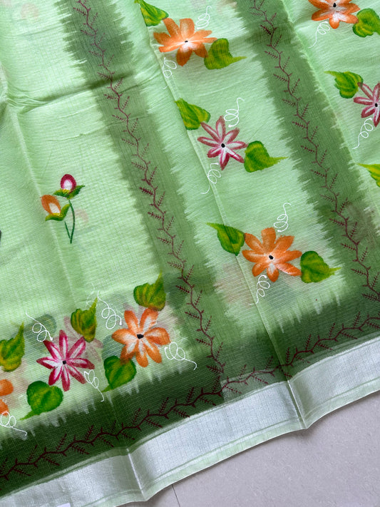 Handpainted Kota Cotton Doria Saree