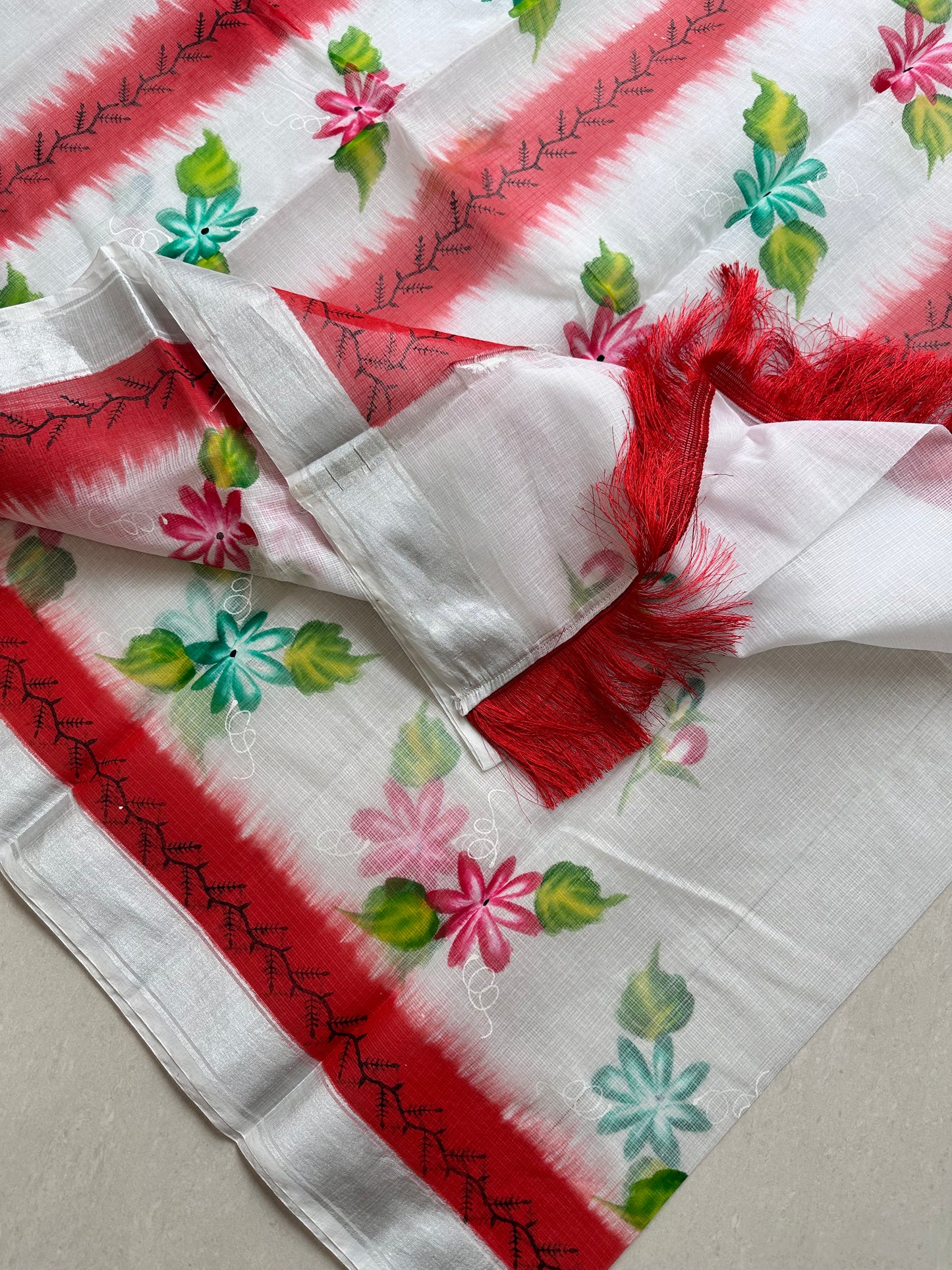 Handpainted Kota Cotton Doria Saree