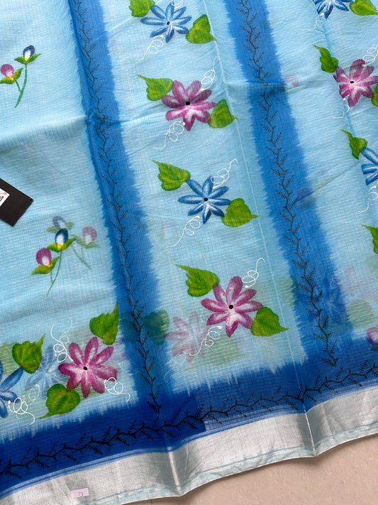 Handpainted Kota Cotton Doria Saree