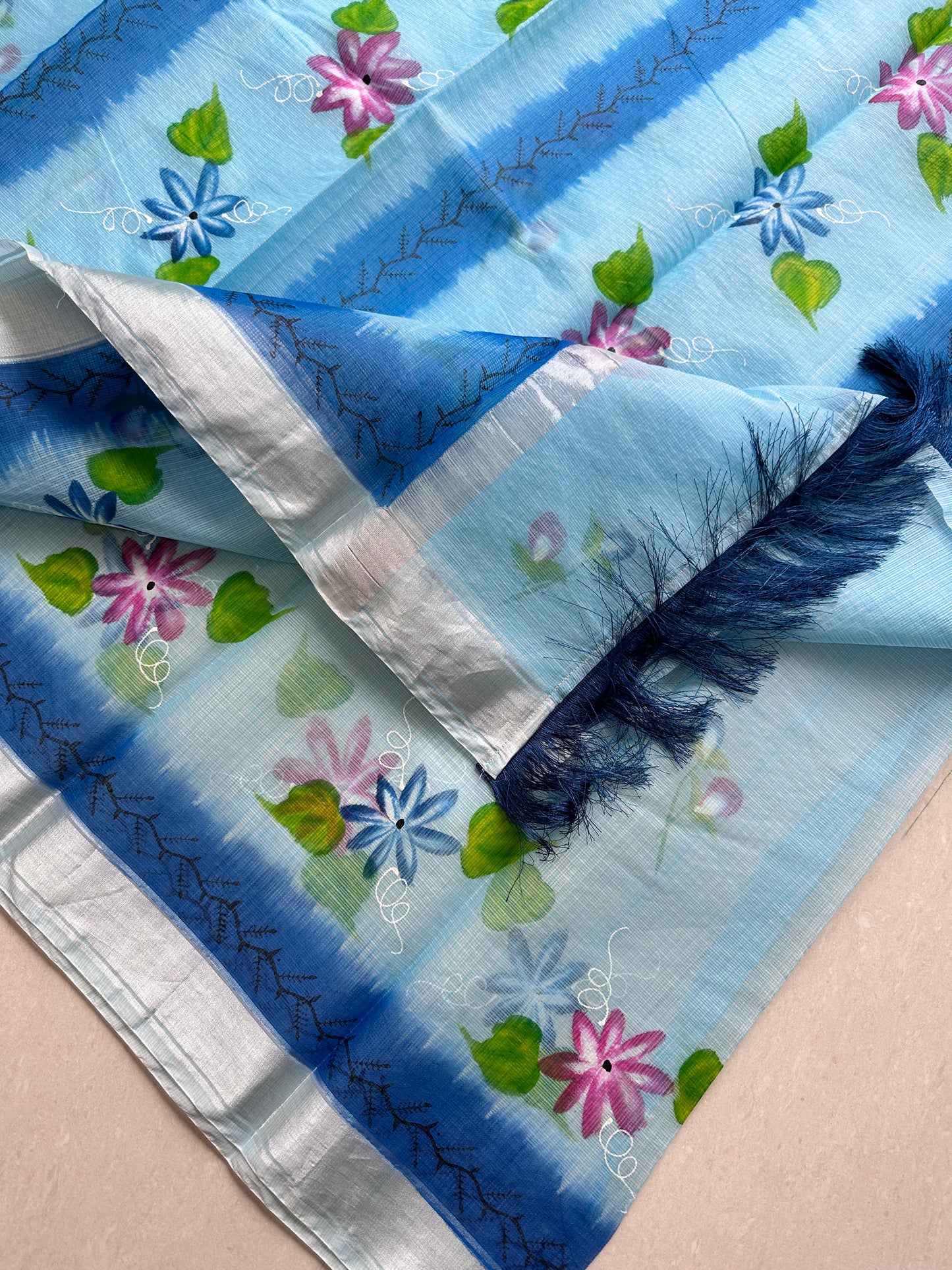 Handpainted Kota Cotton Doria Saree