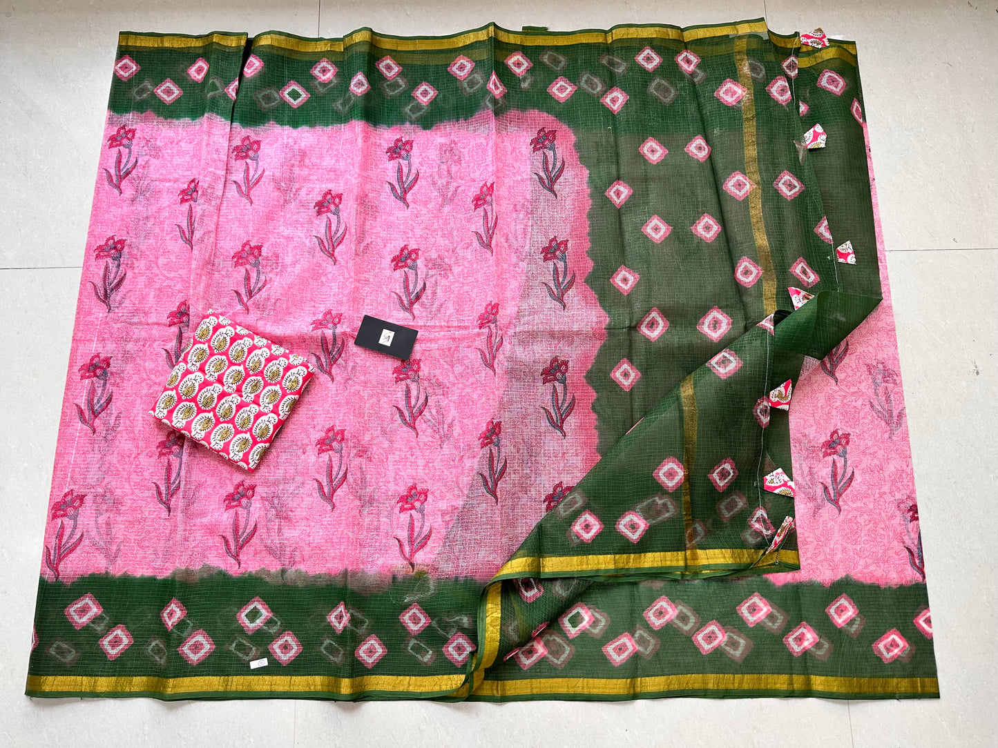 Pure HandBlock Printed Kota Cotton Doria Saree