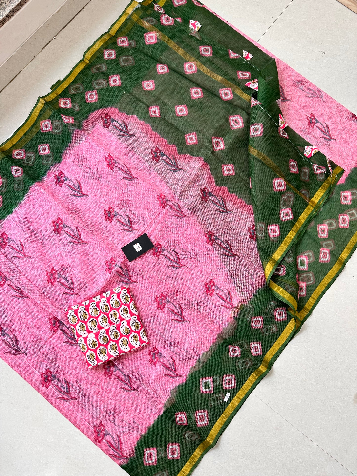 Pure HandBlock Printed Kota Cotton Doria Saree