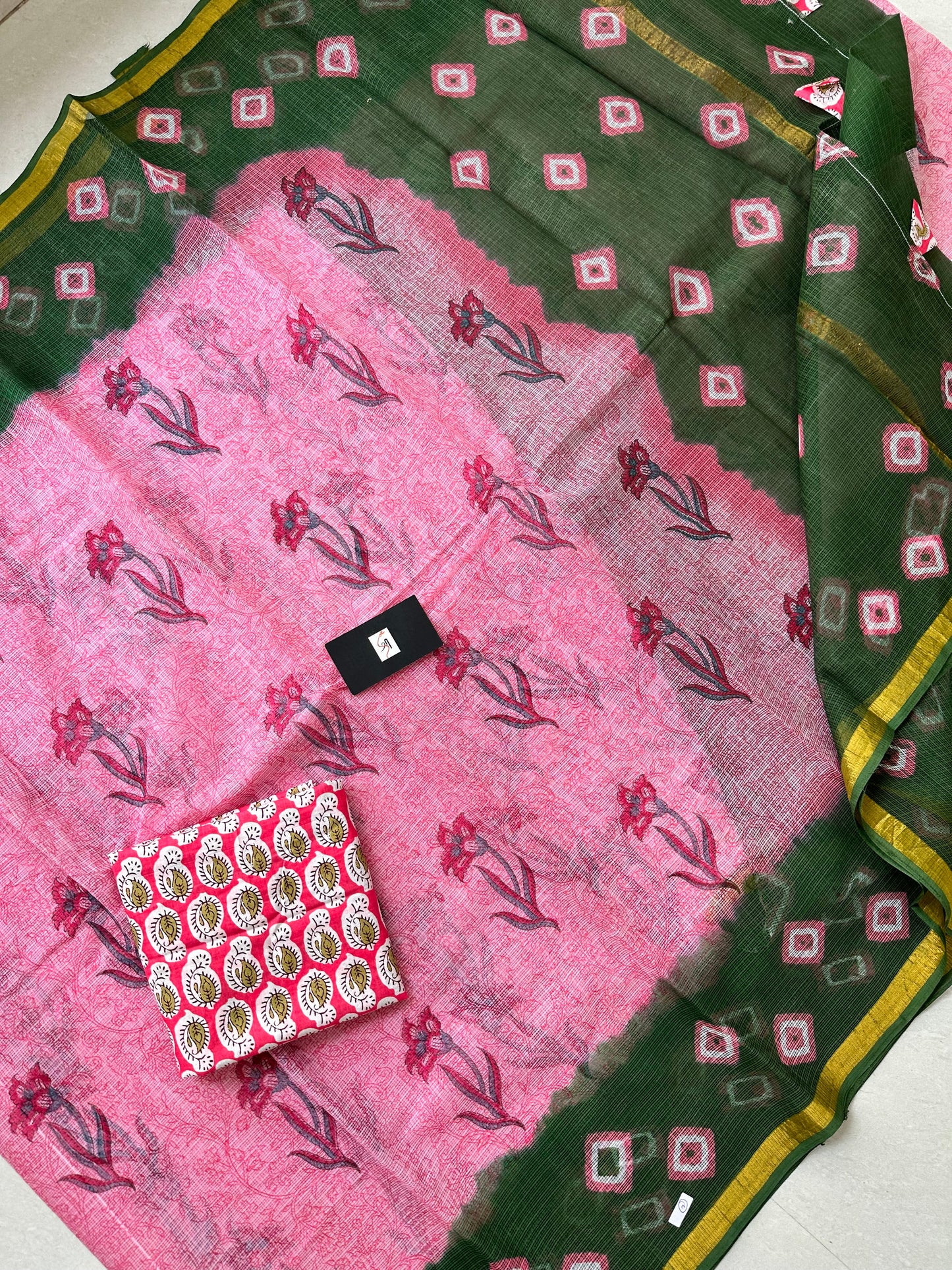 Pure HandBlock Printed Kota Cotton Doria Saree