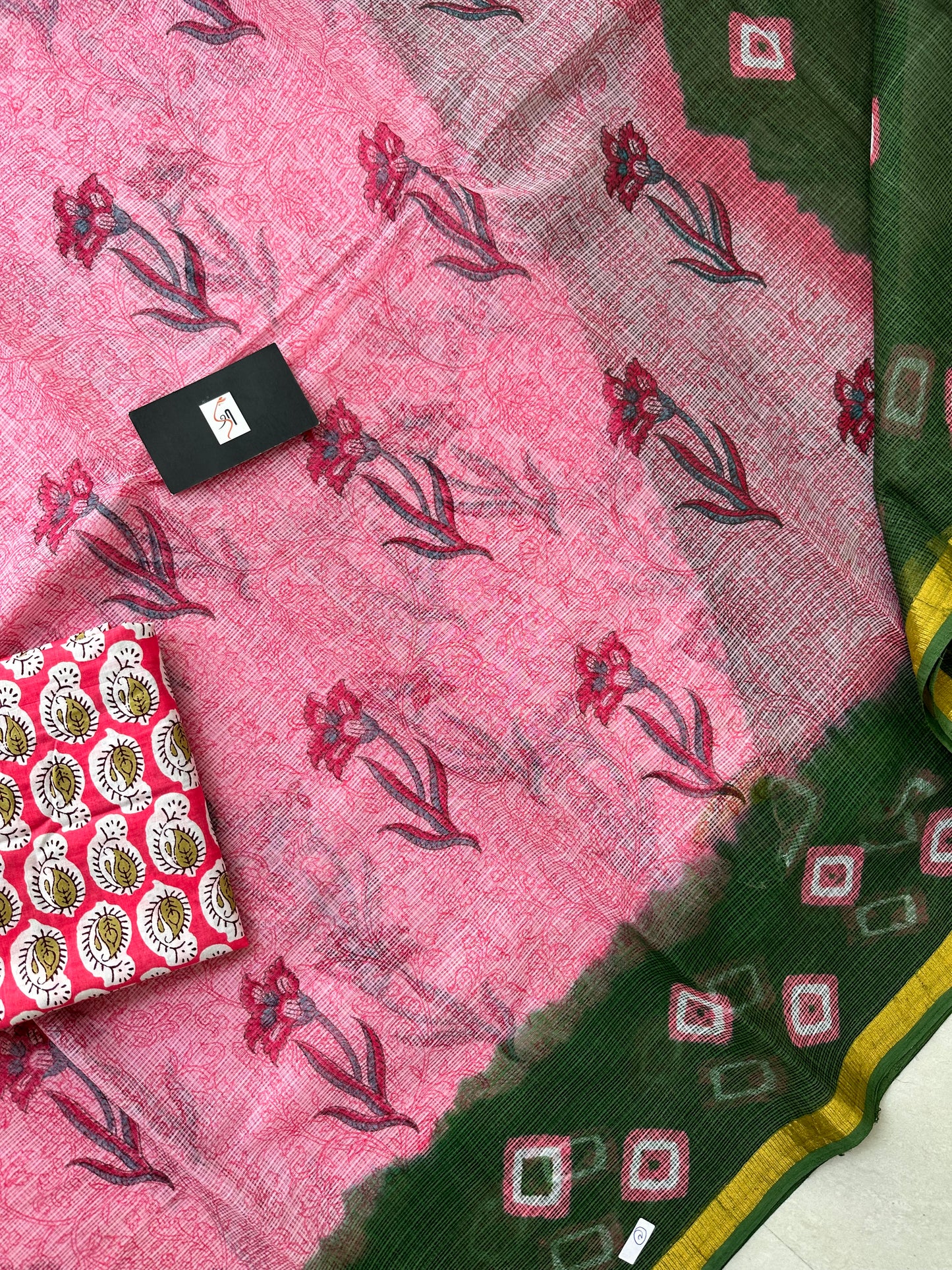 Pure HandBlock Printed Kota Cotton Doria Saree