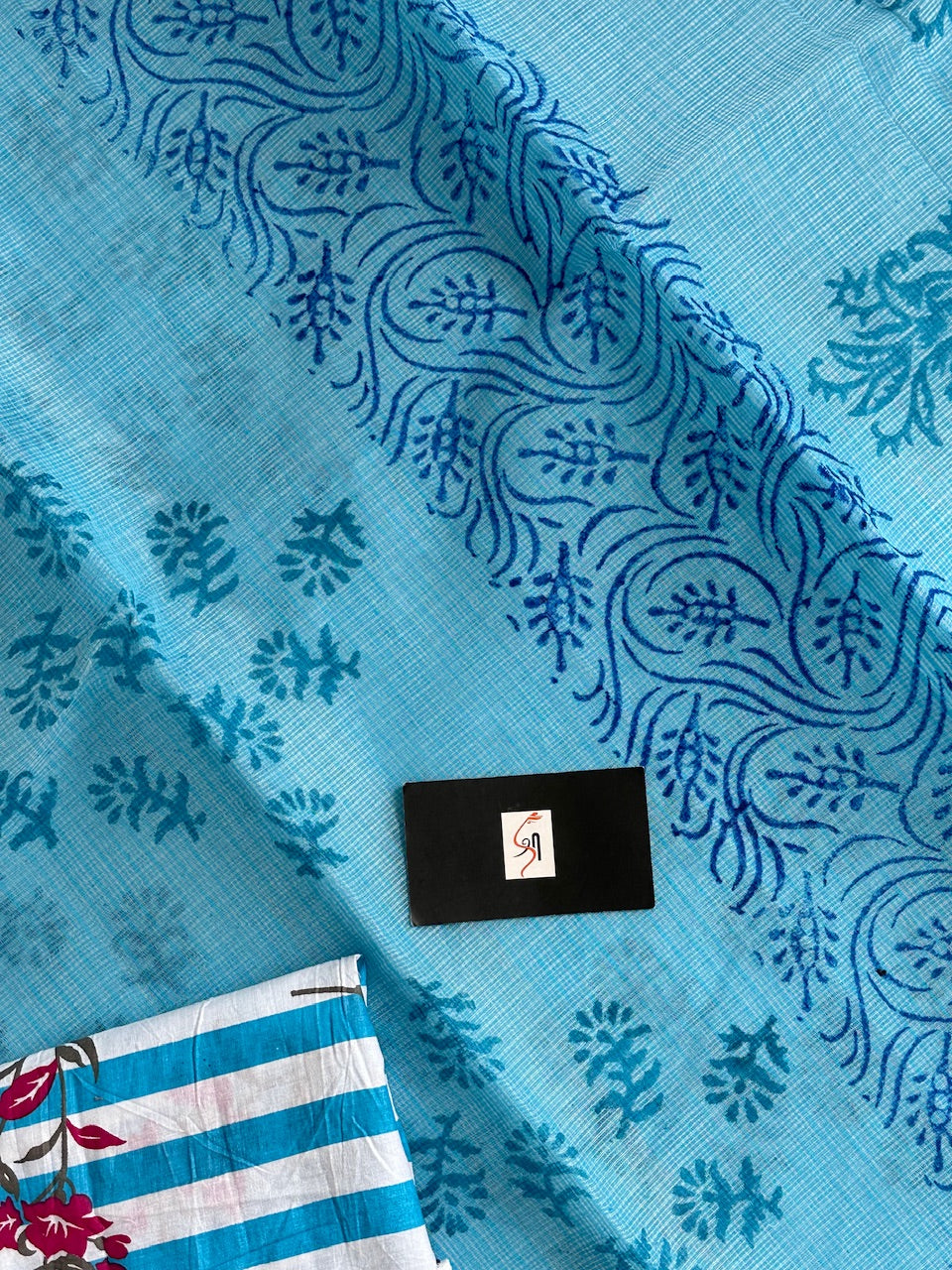 HandBlock Printed Kota Cotton Doria Saree