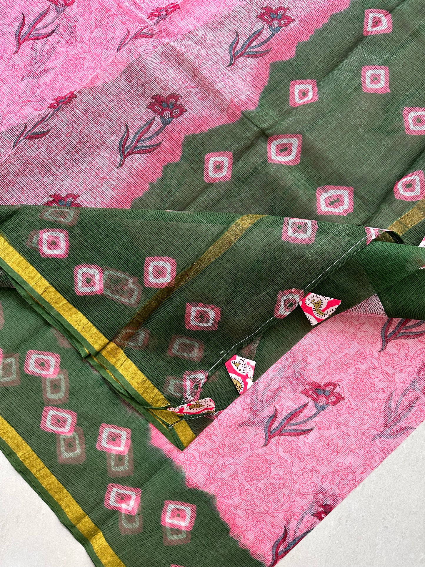 Pure HandBlock Printed Kota Cotton Doria Saree