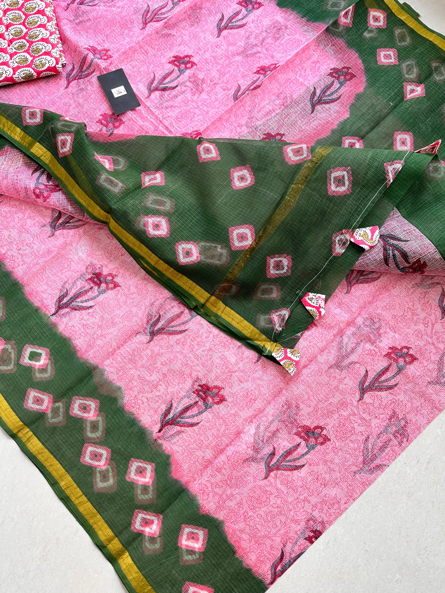 Pure HandBlock Printed Kota Cotton Doria Saree