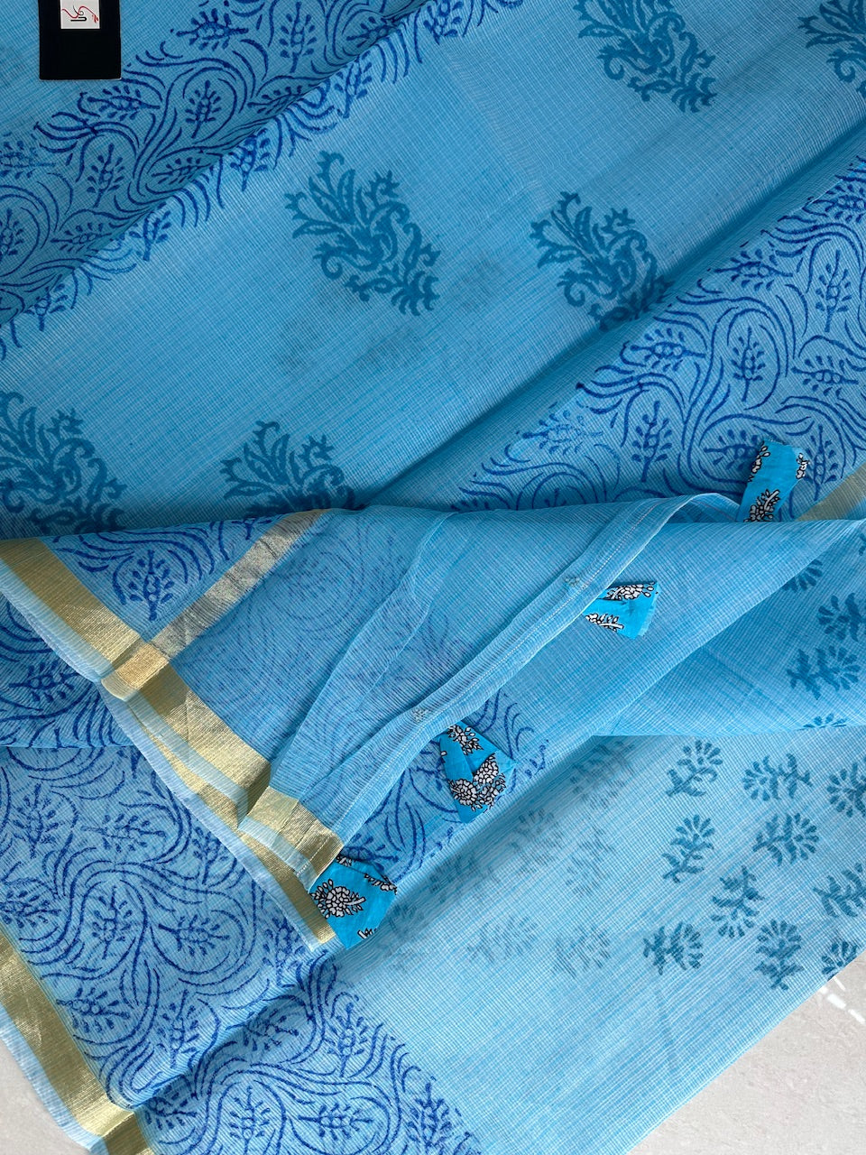 HandBlock Printed Kota Cotton Doria Saree