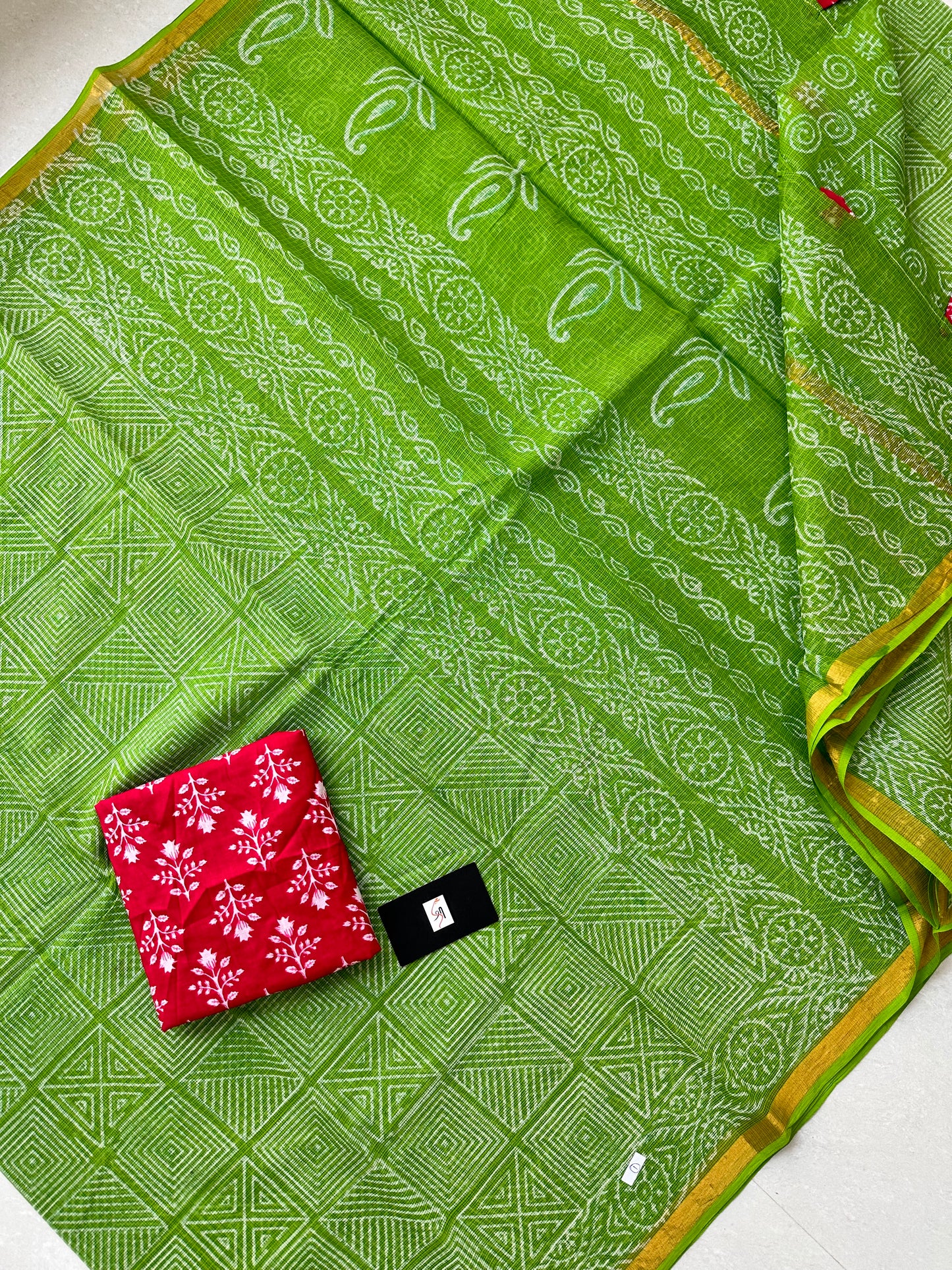 Pure HandBlock Printed Kota Cotton Doria Saree