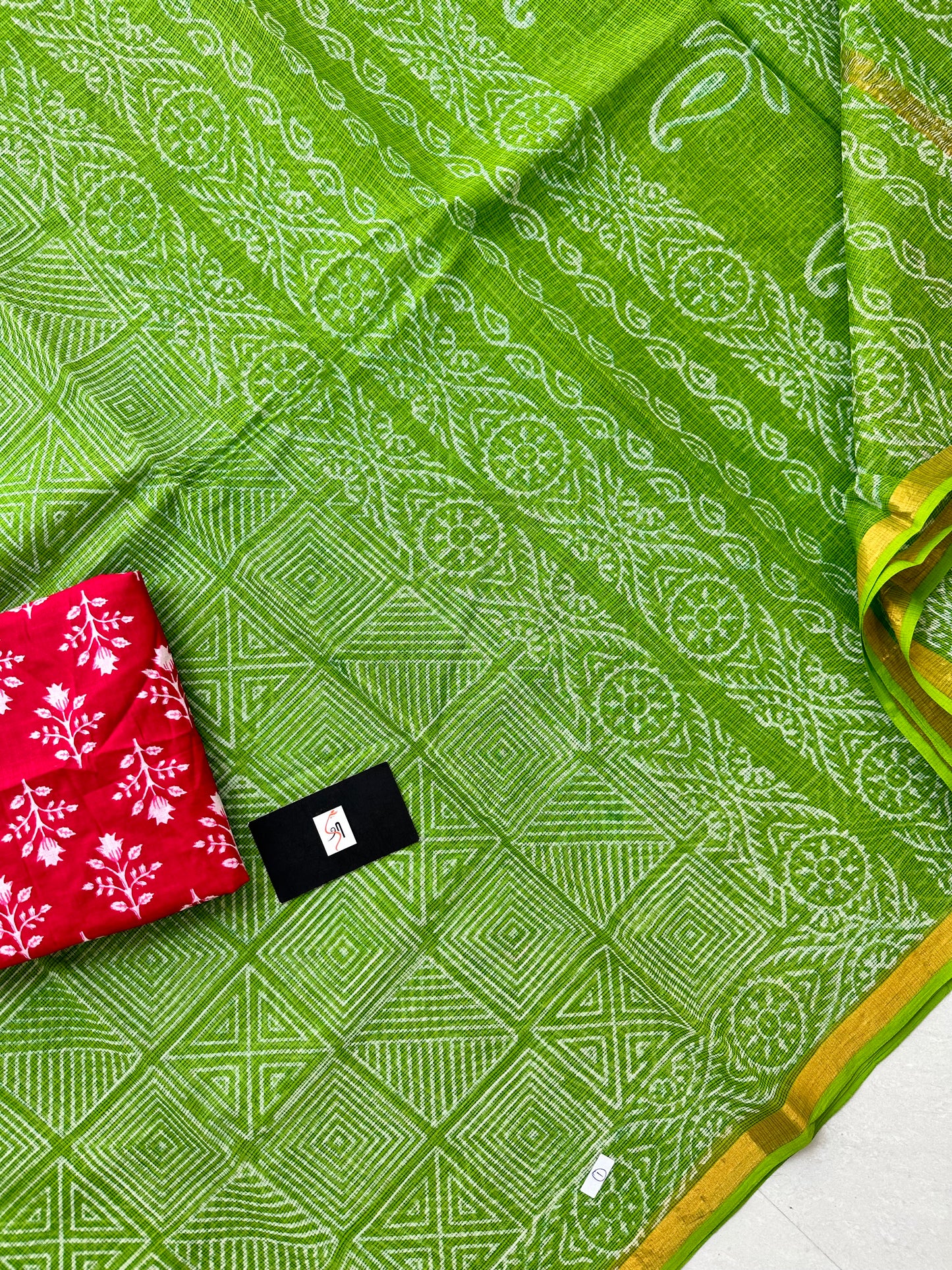 Pure HandBlock Printed Kota Cotton Doria Saree