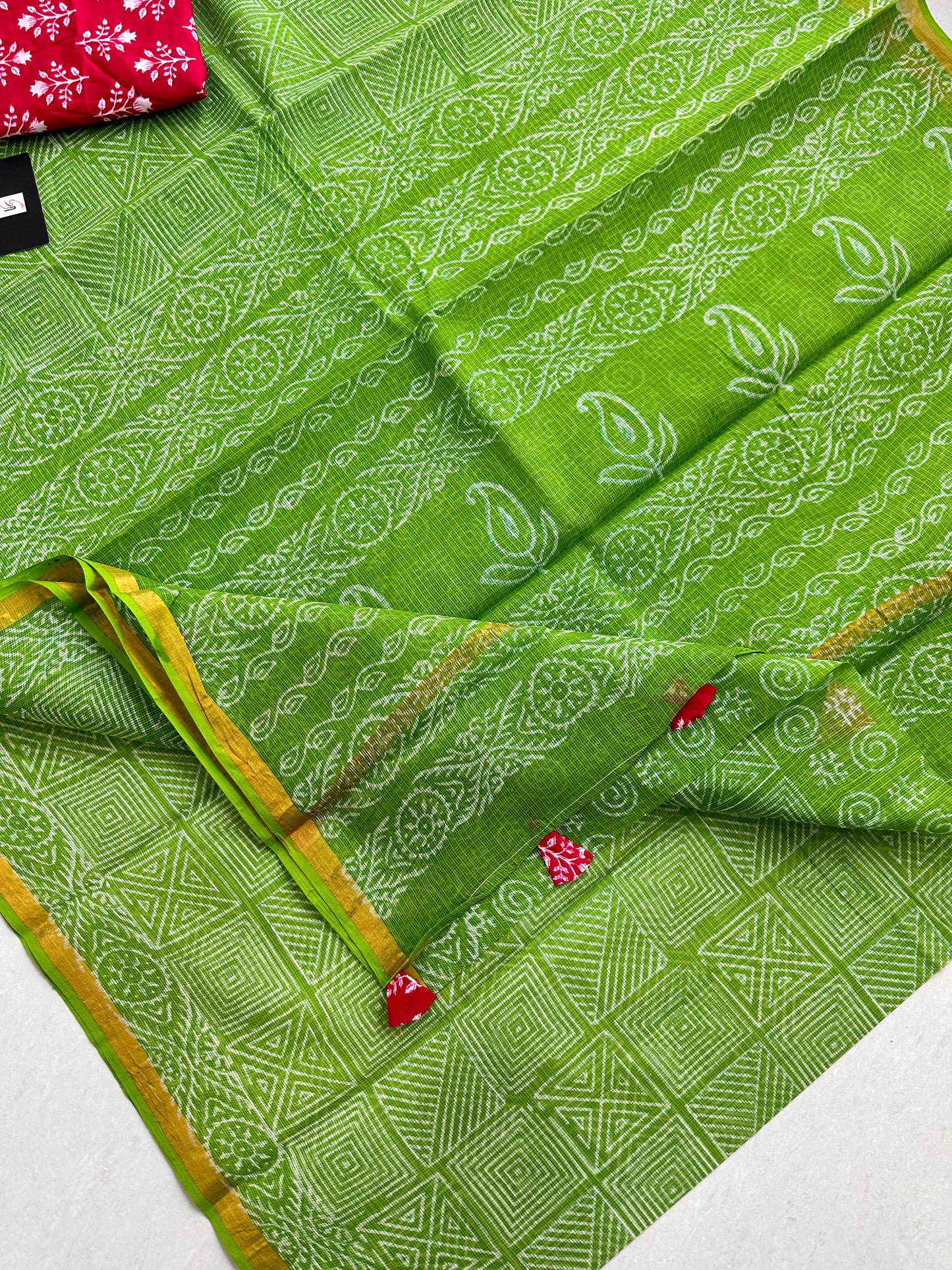 Pure HandBlock Printed Kota Cotton Doria Saree