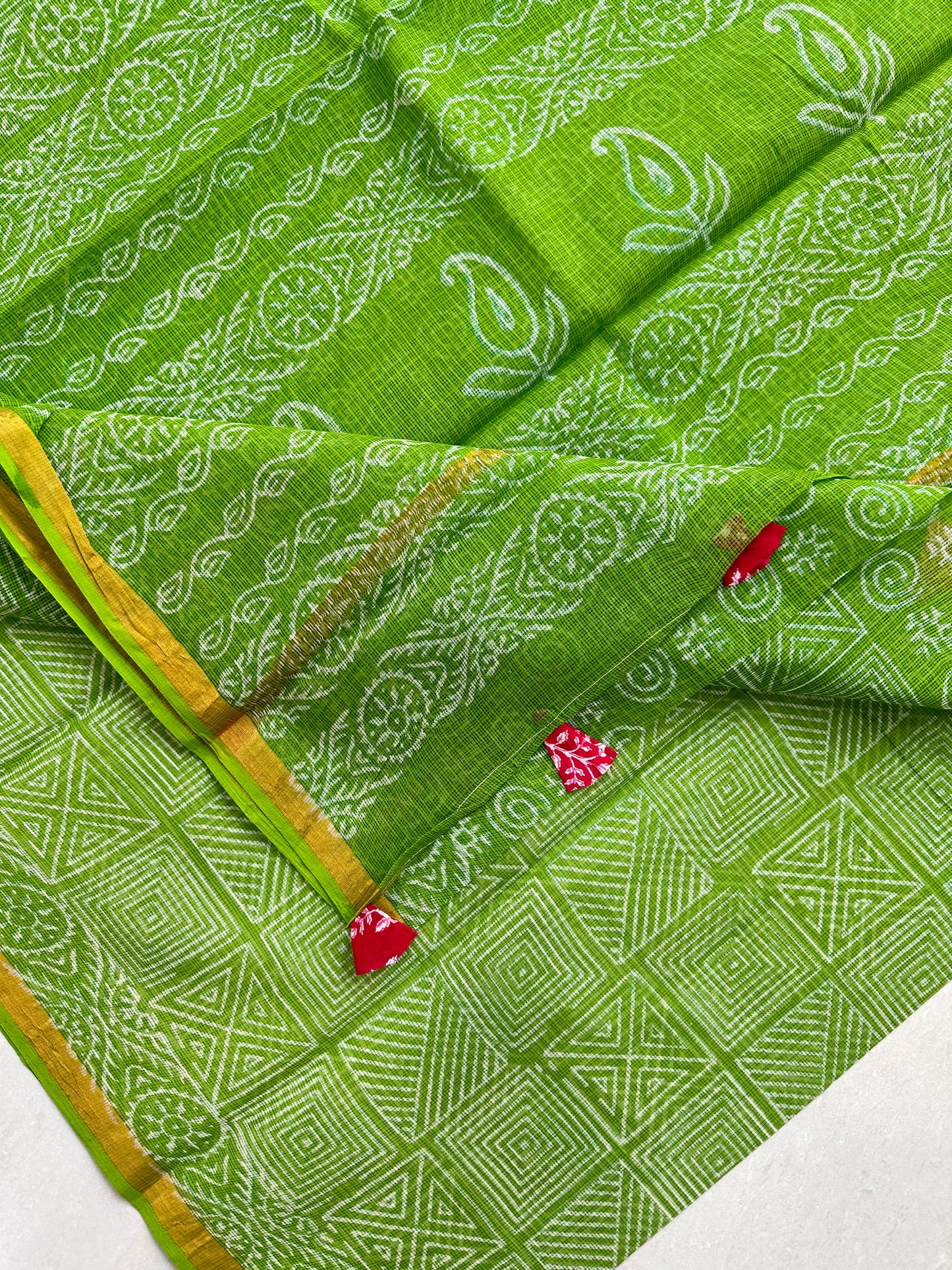 Pure HandBlock Printed Kota Cotton Doria Saree