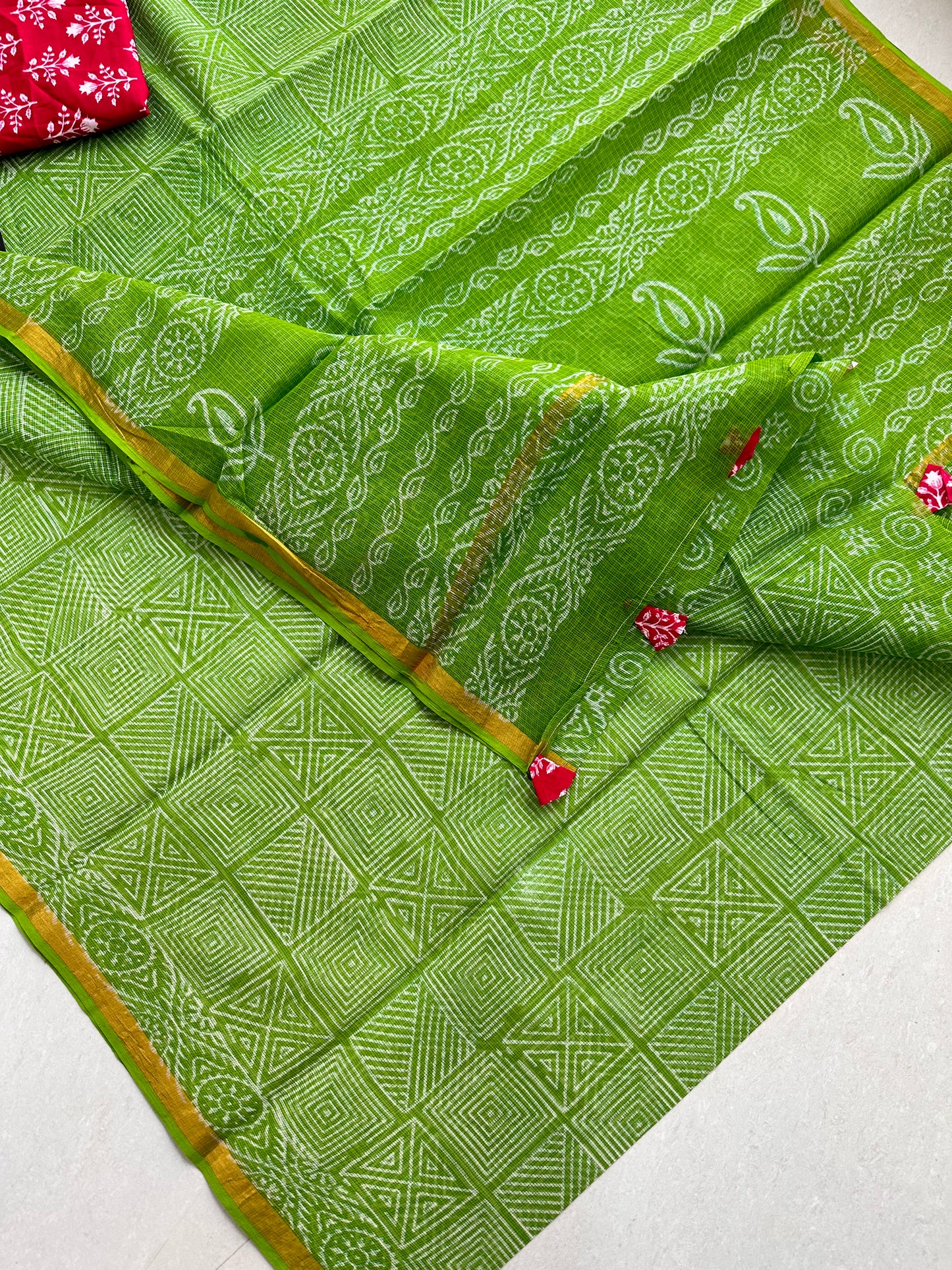 Pure HandBlock Printed Kota Cotton Doria Saree