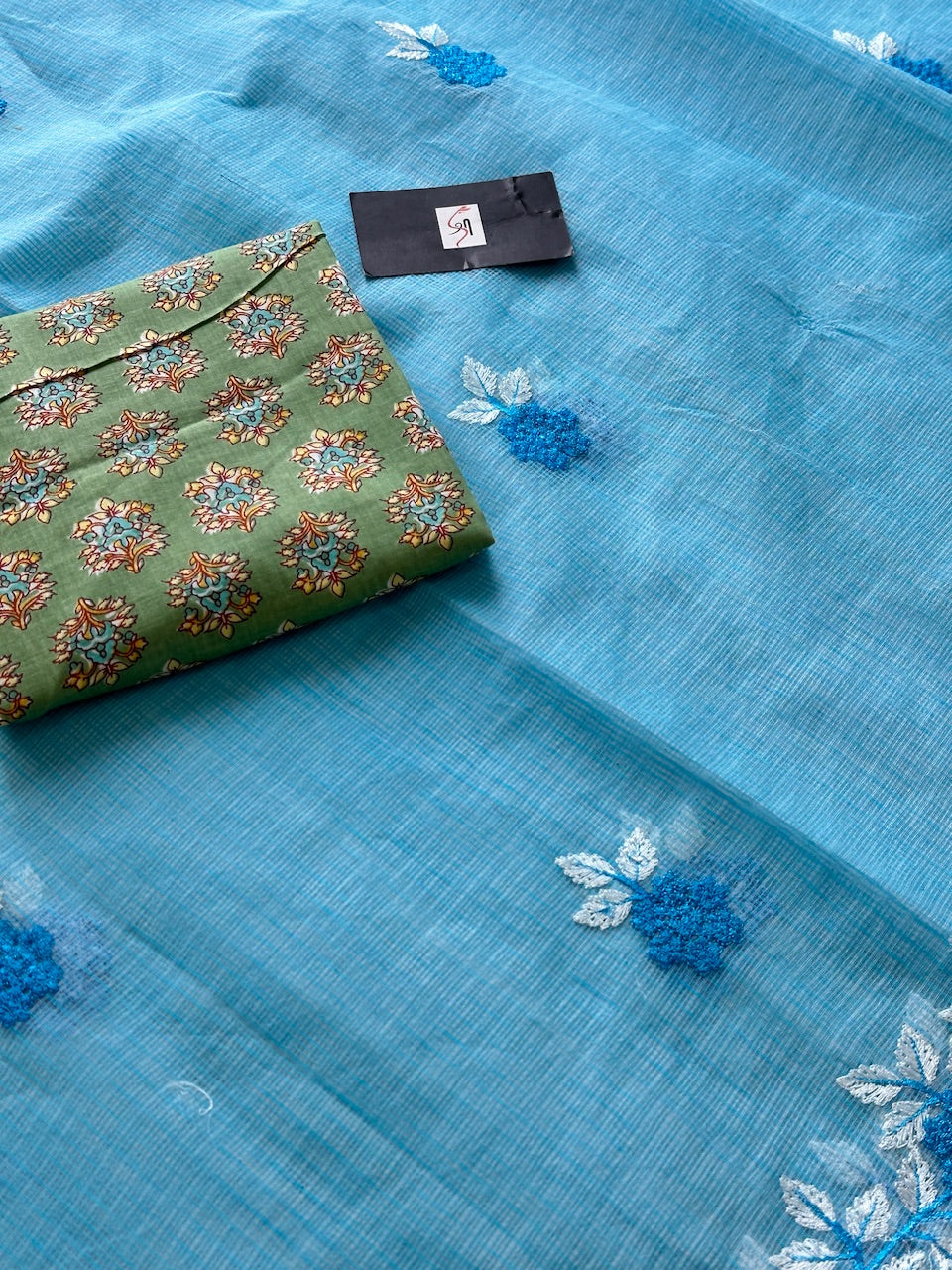 Embroidered Kota Cotton Doria Saree