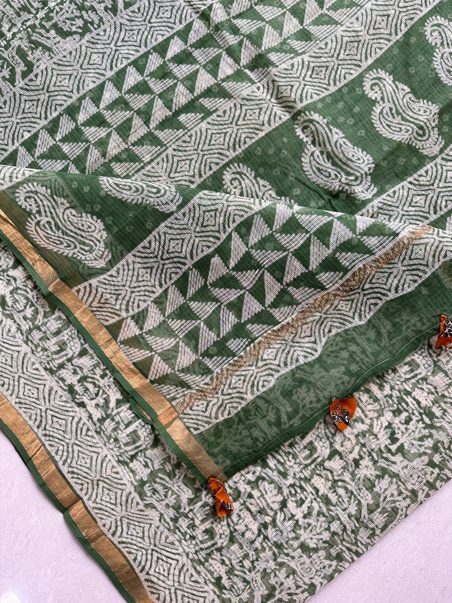 Pure HandBlock Printed Kota Cotton Doria Saree