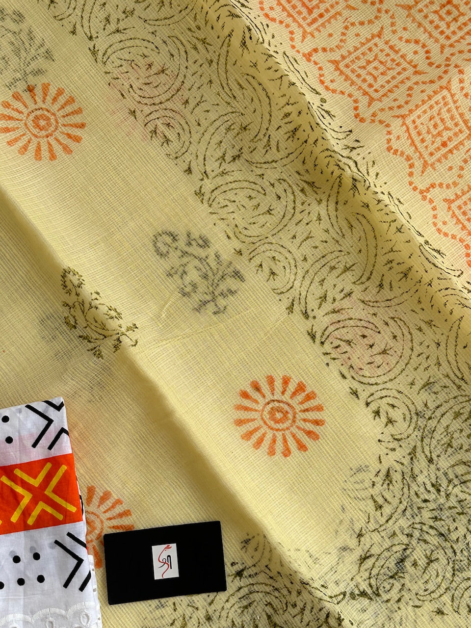 HandBlock Printed Kota Cotton Doria Saree