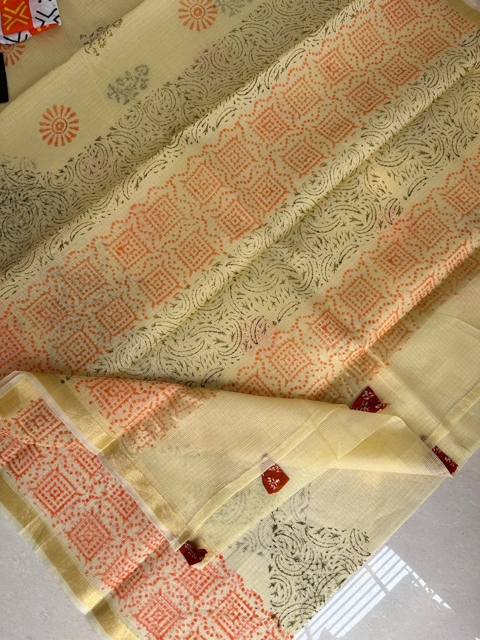 HandBlock Printed Kota Cotton Doria Saree