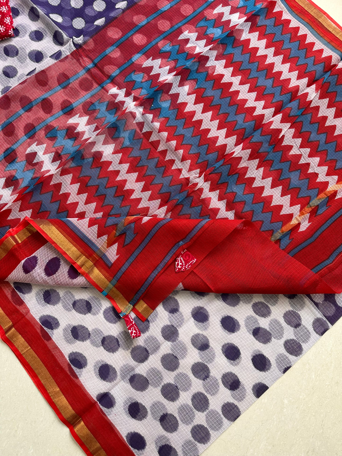 Pure HandBlock Printed Kota Cotton Doria Saree