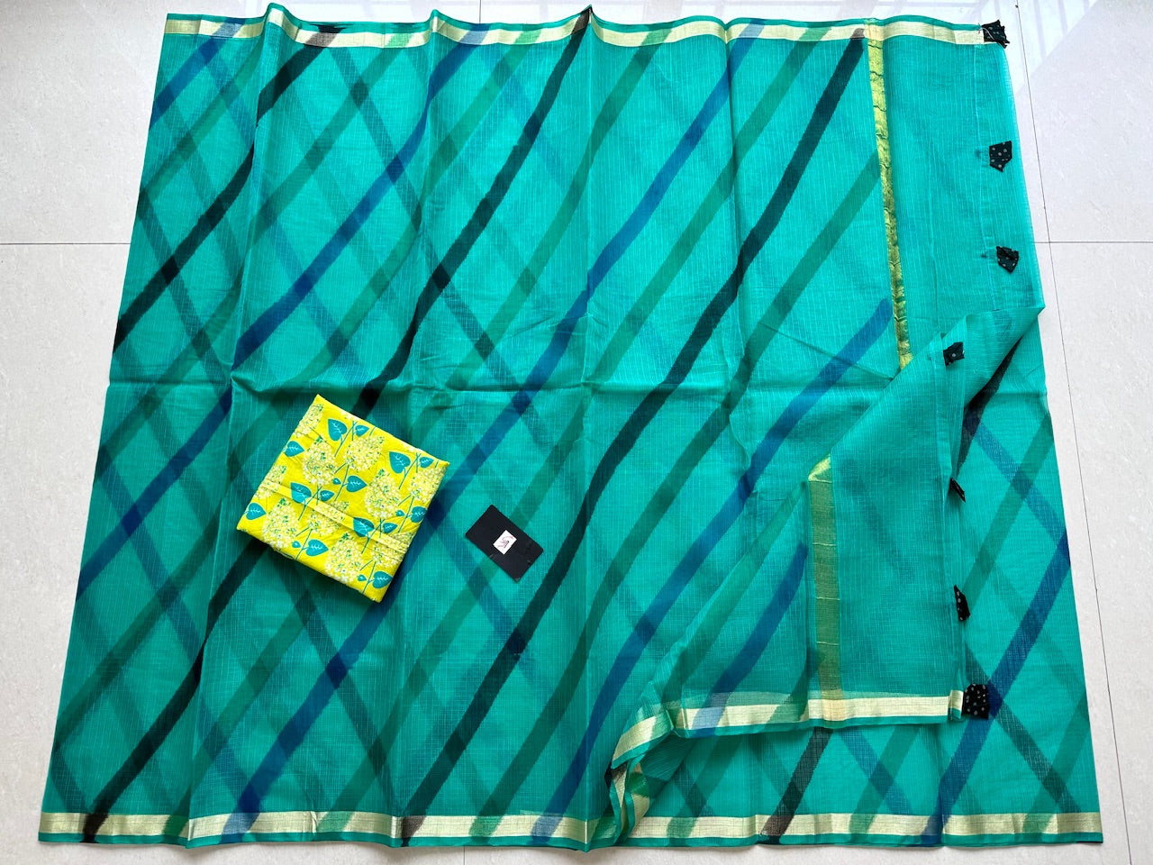 HandBlock Printed Kota Cotton Doria Saree