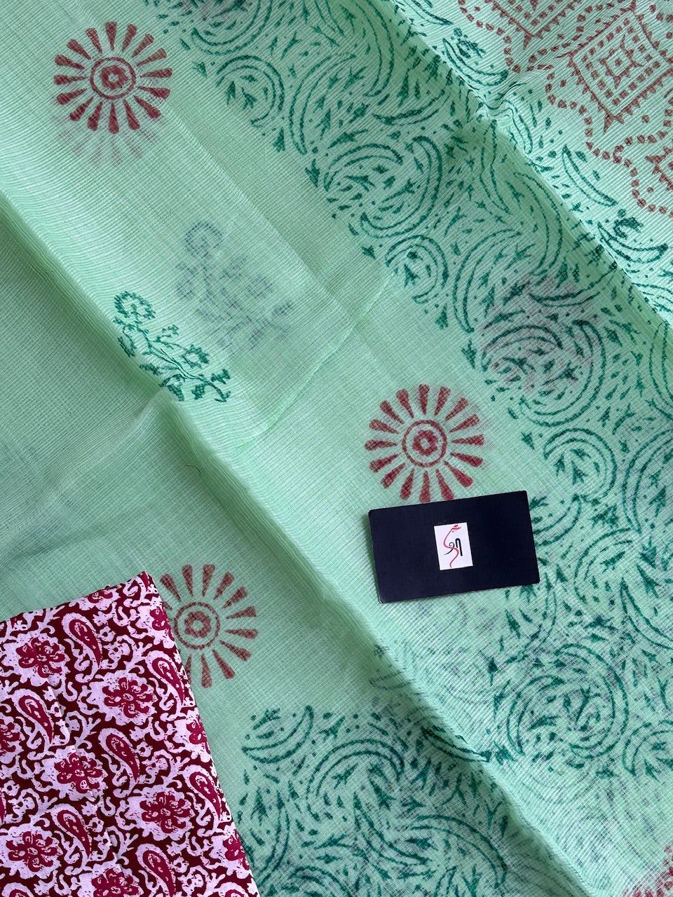 HandBlock Printed Kota Cotton Doria Saree