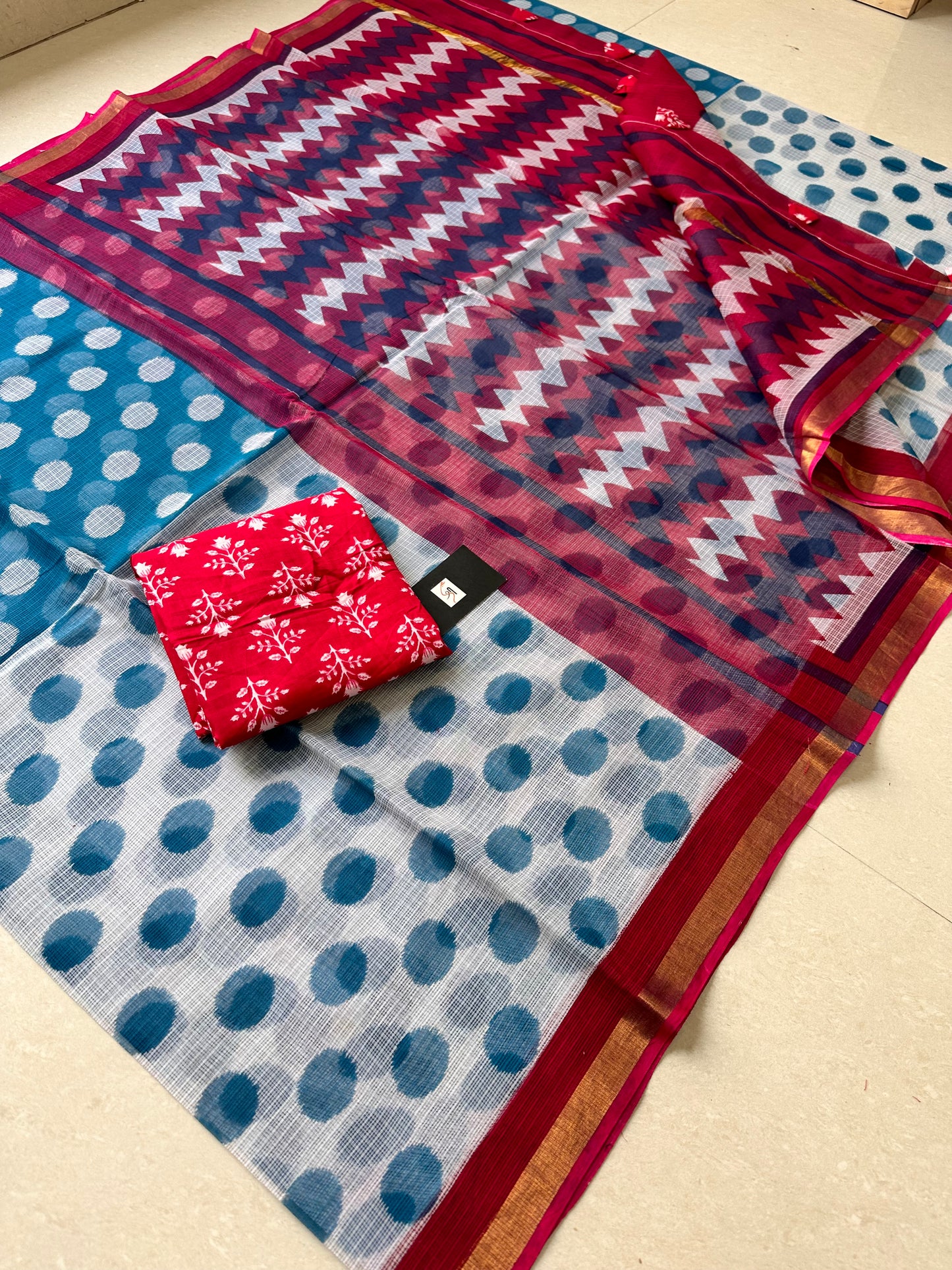 Pure HandBlock Printed Kota Cotton Doria Saree