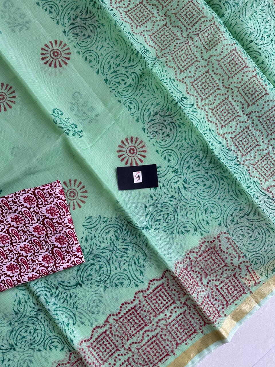 HandBlock Printed Kota Cotton Doria Saree