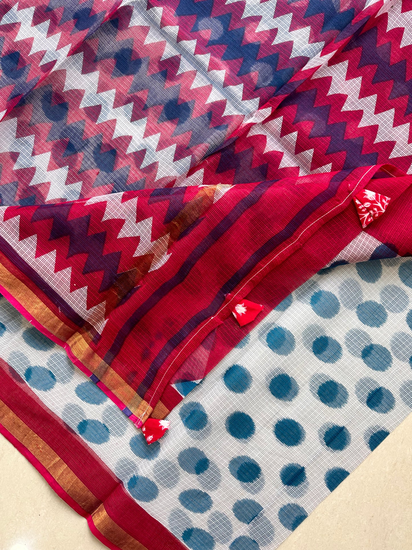 Pure HandBlock Printed Kota Cotton Doria Saree