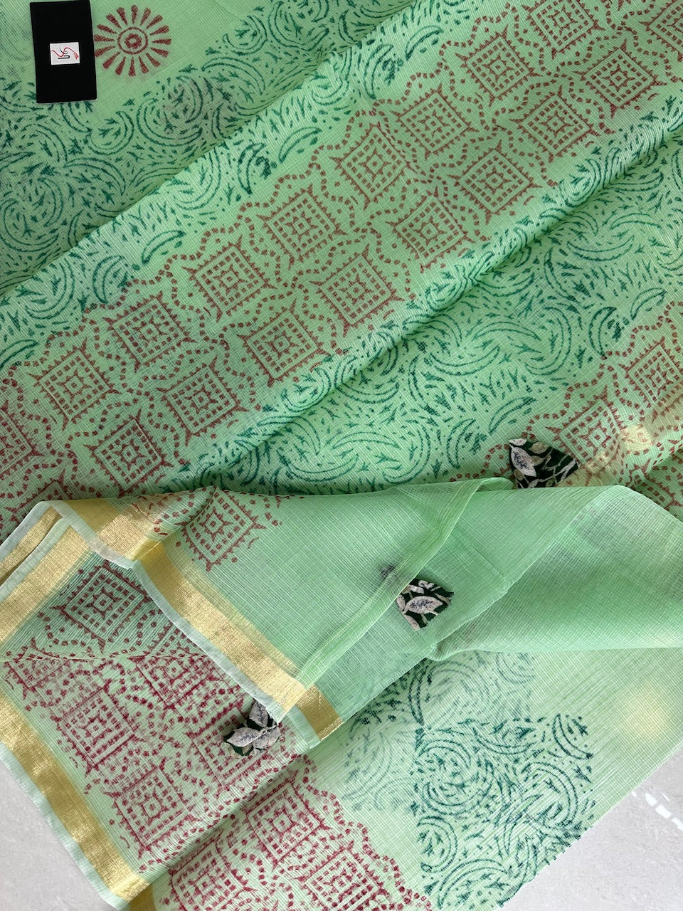 HandBlock Printed Kota Cotton Doria Saree