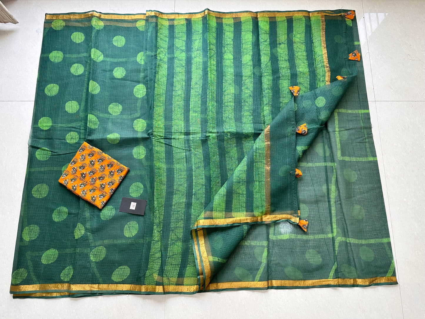 Pure HandBlock Printed Kota Cotton Doria Saree