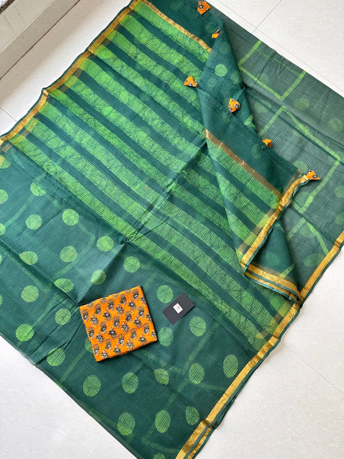 Pure HandBlock Printed Kota Cotton Doria Saree