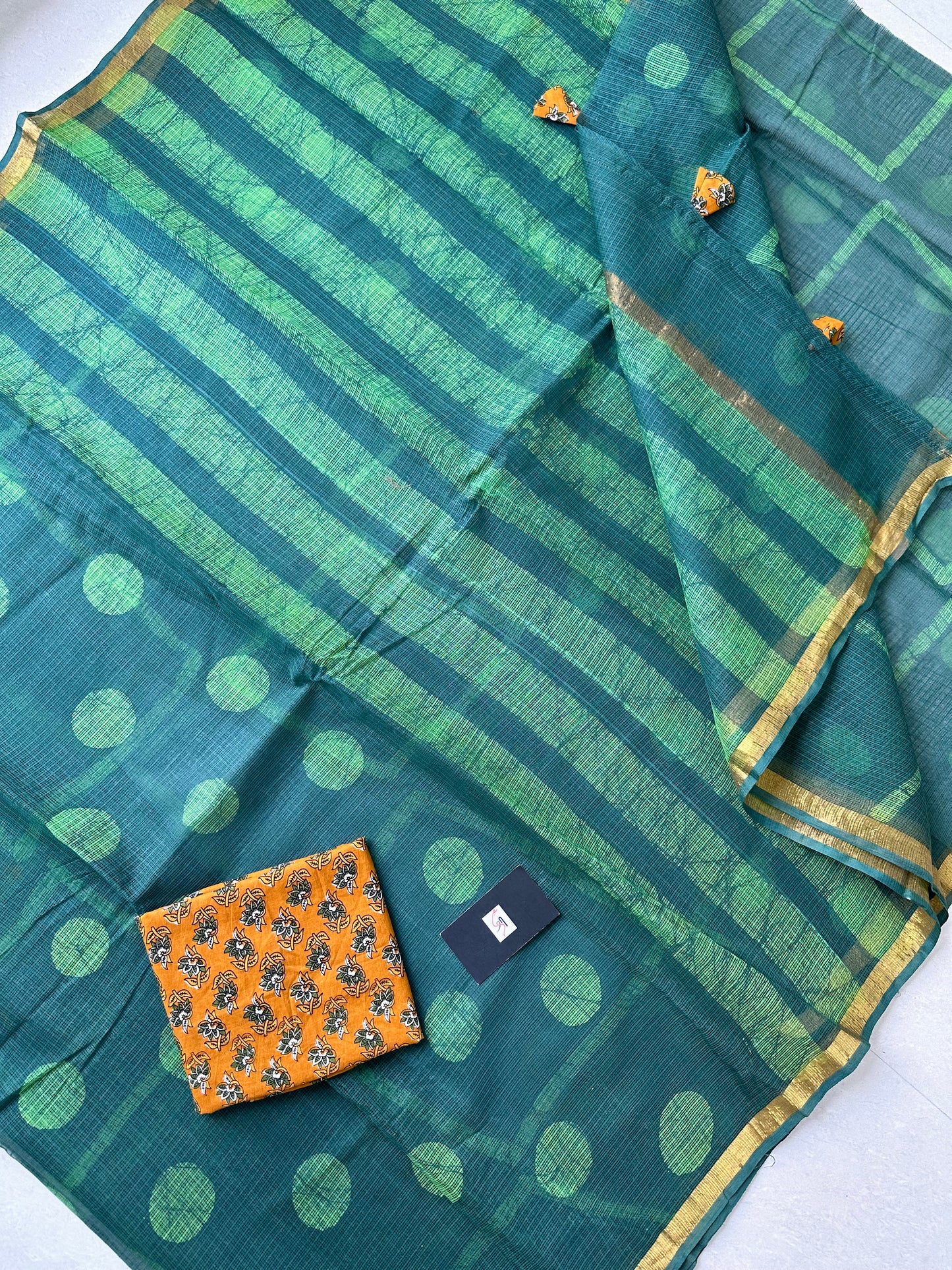 Pure HandBlock Printed Kota Cotton Doria Saree