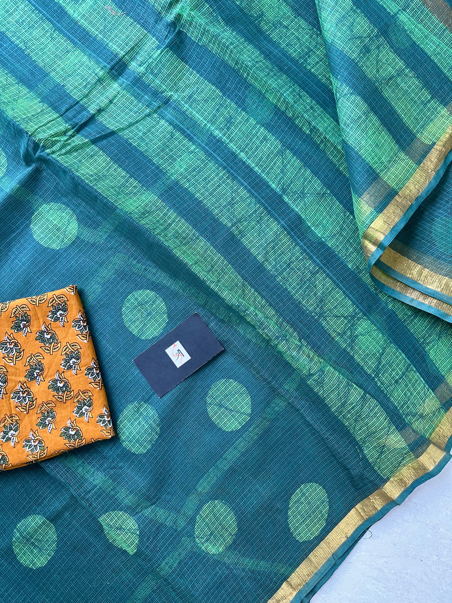 Pure HandBlock Printed Kota Cotton Doria Saree