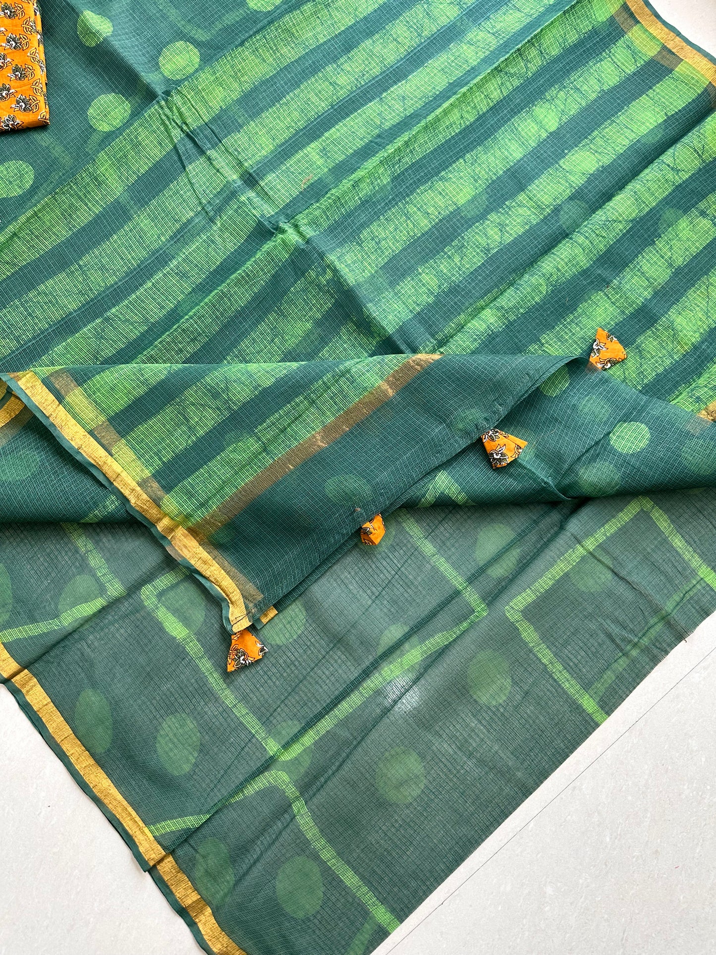 Pure HandBlock Printed Kota Cotton Doria Saree