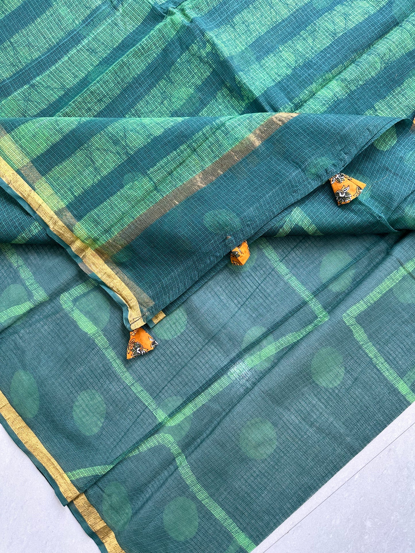 Pure HandBlock Printed Kota Cotton Doria Saree