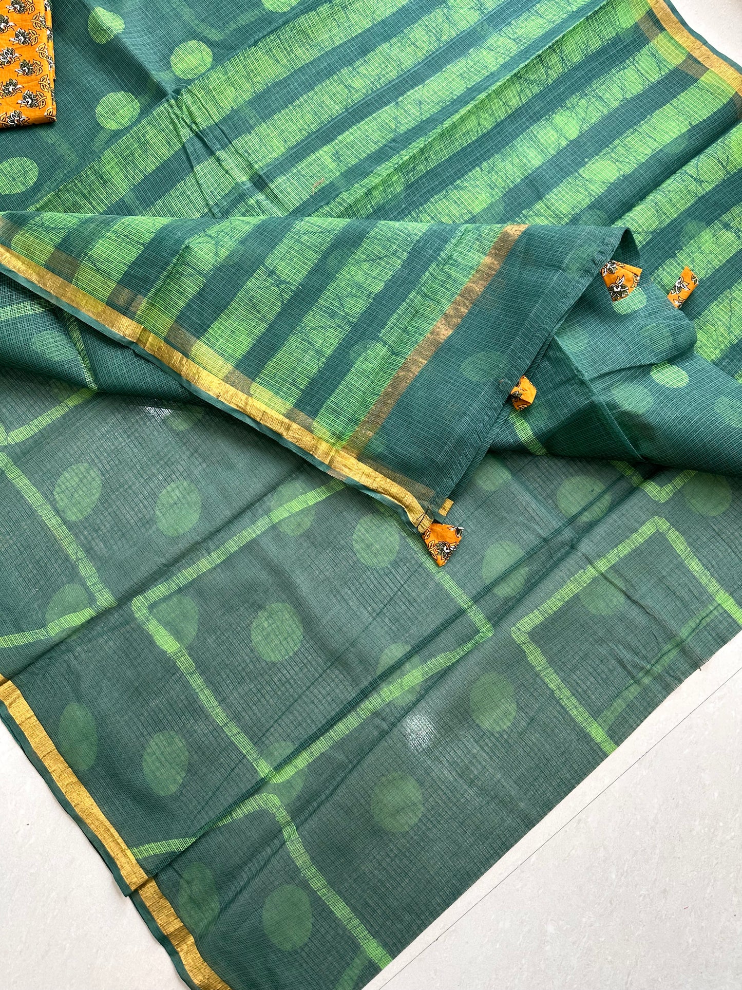 Pure HandBlock Printed Kota Cotton Doria Saree