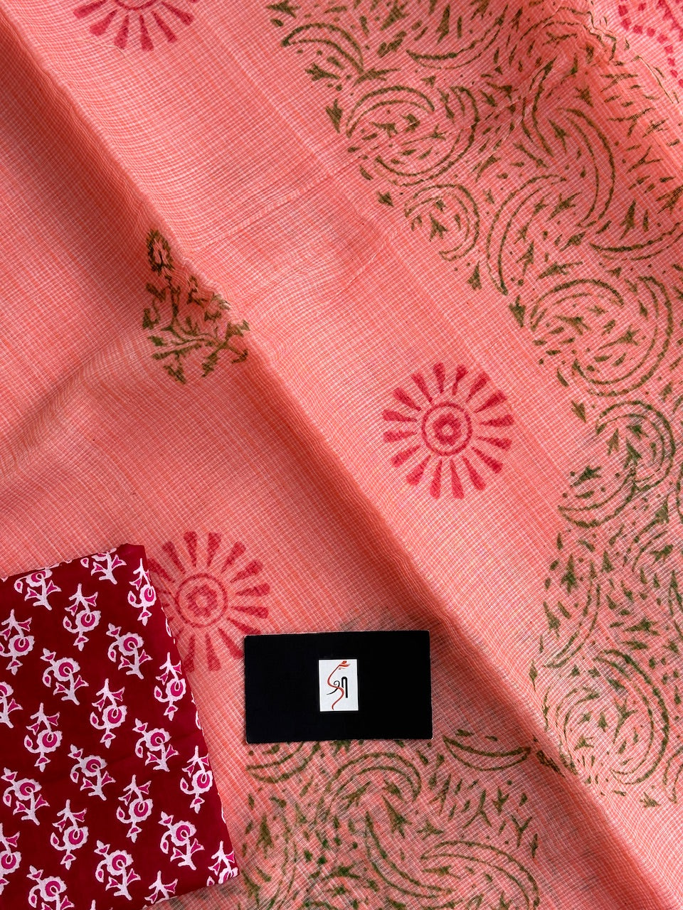 HandBlock Printed Kota Cotton Doria Saree