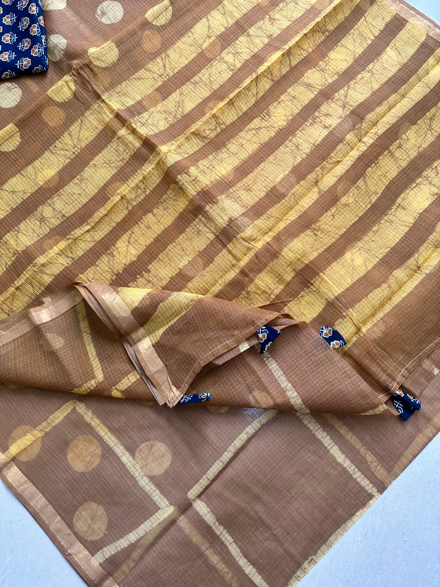 Pure HandBlock Printed Kota Cotton Doria Saree