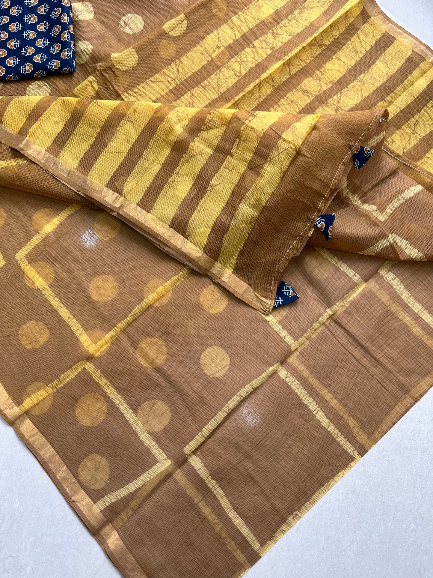 Pure HandBlock Printed Kota Cotton Doria Saree